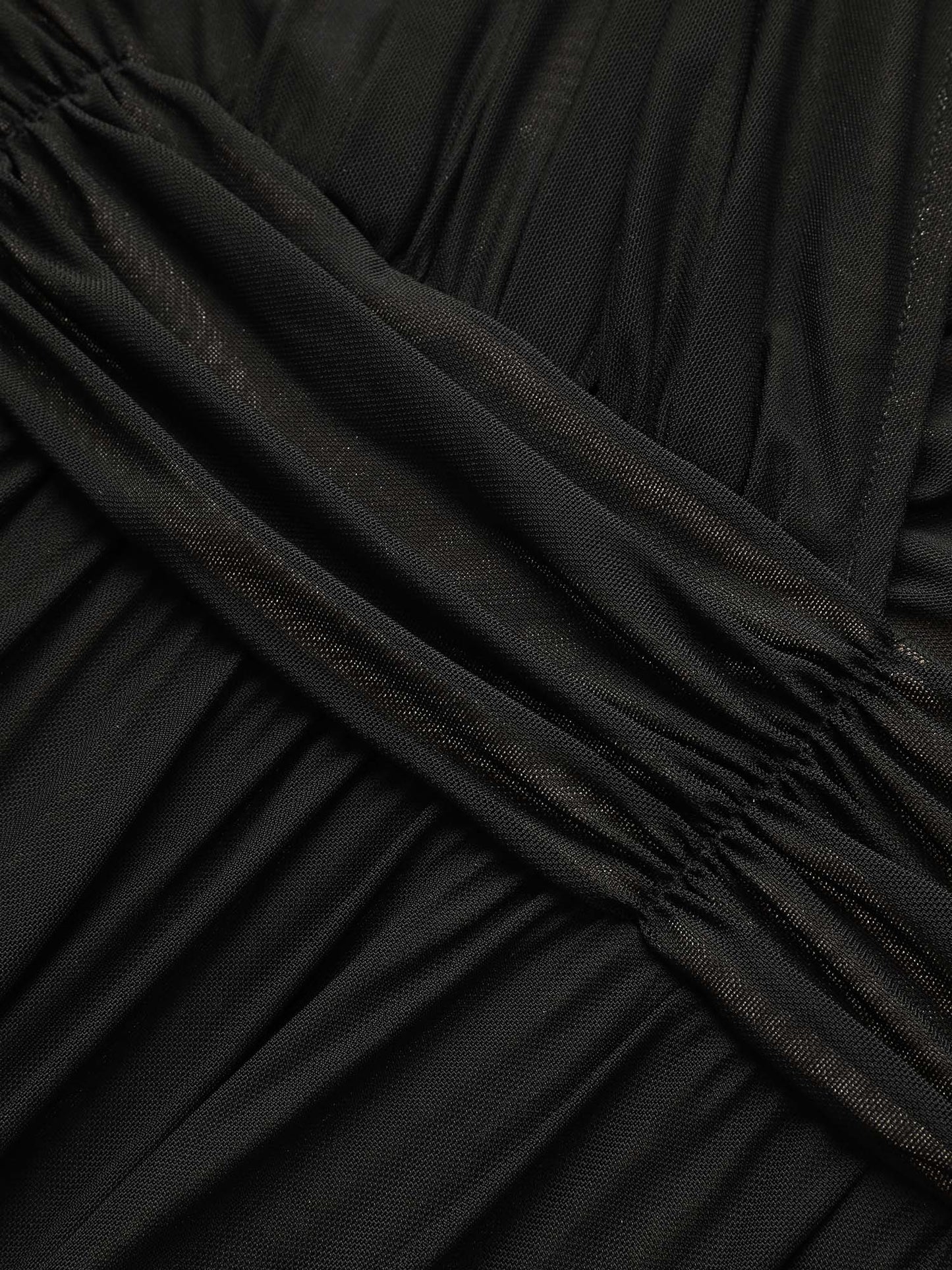 Solid Mesh Ruched Midi Tank Dress