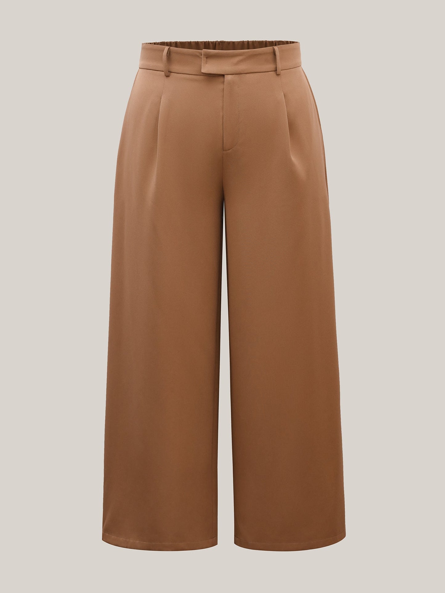 Stretchy Waist Pleated Wide-Leg Pants