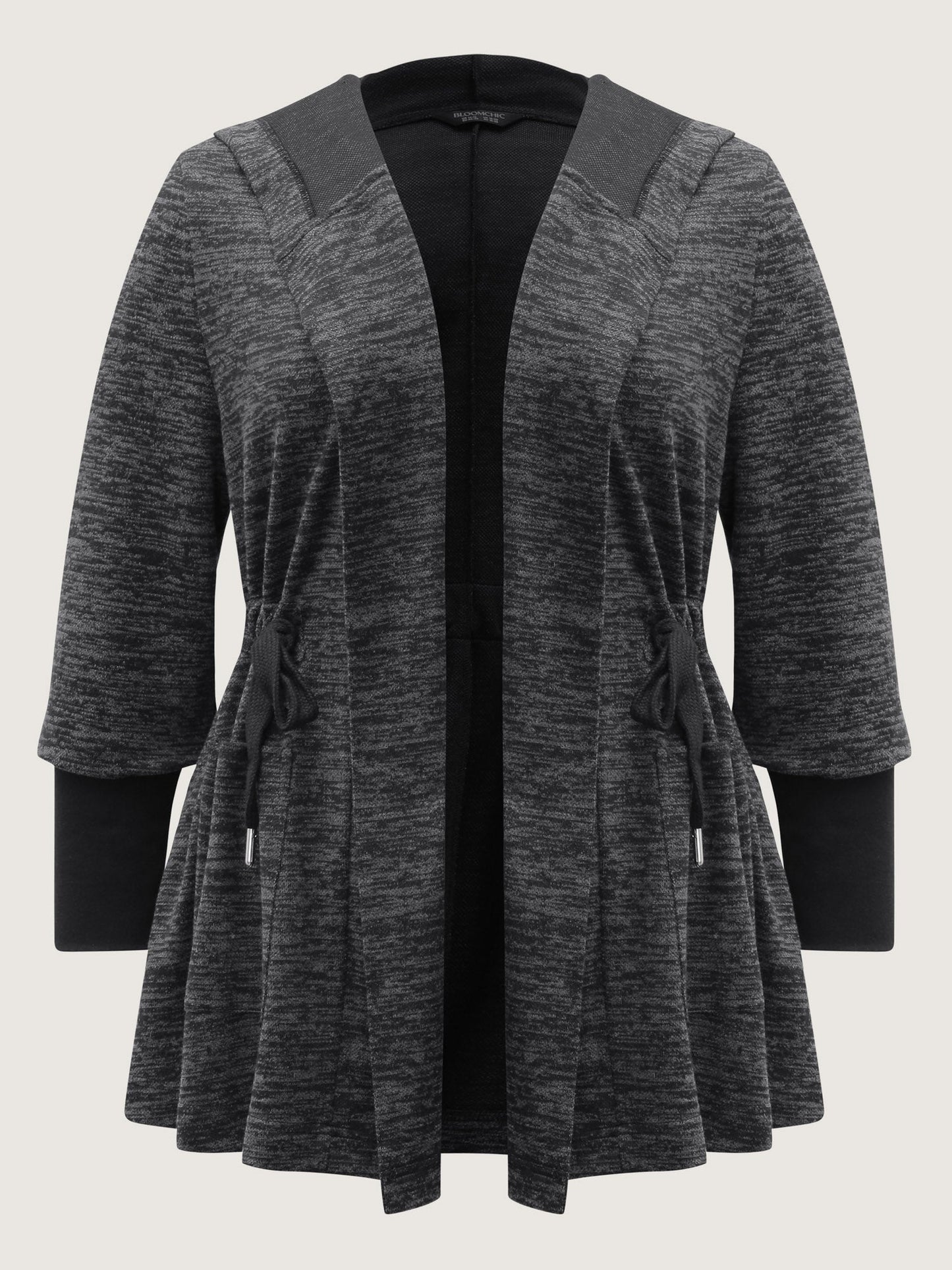 Channel Drawstring Contrast Hooded Jacket