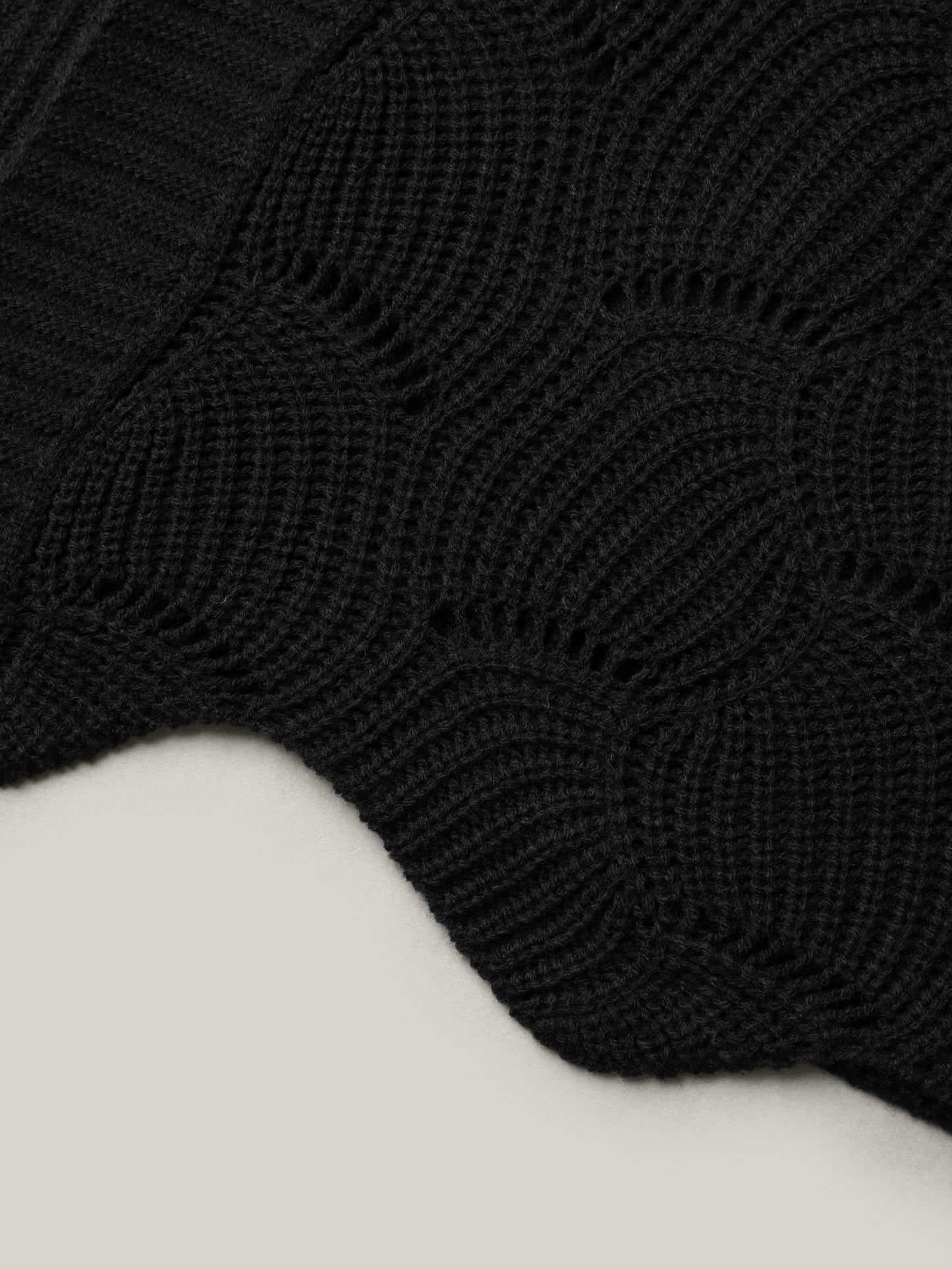 Textured Cut-Out Open-Front Cardigan