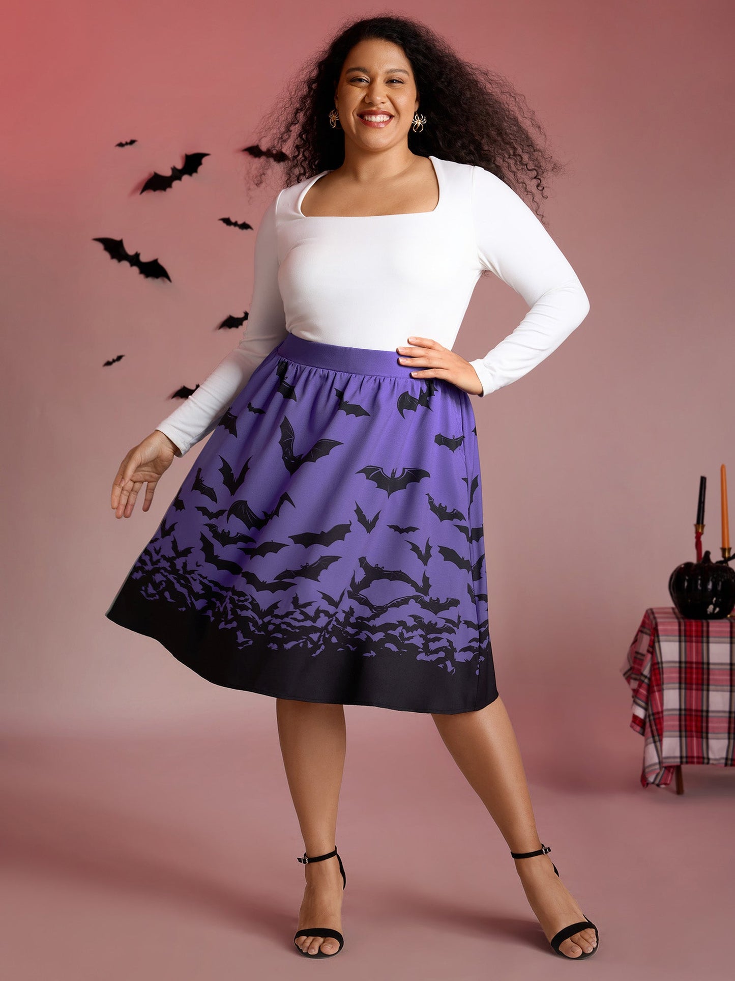 Bats Everywhere Halloween Midi Skirt