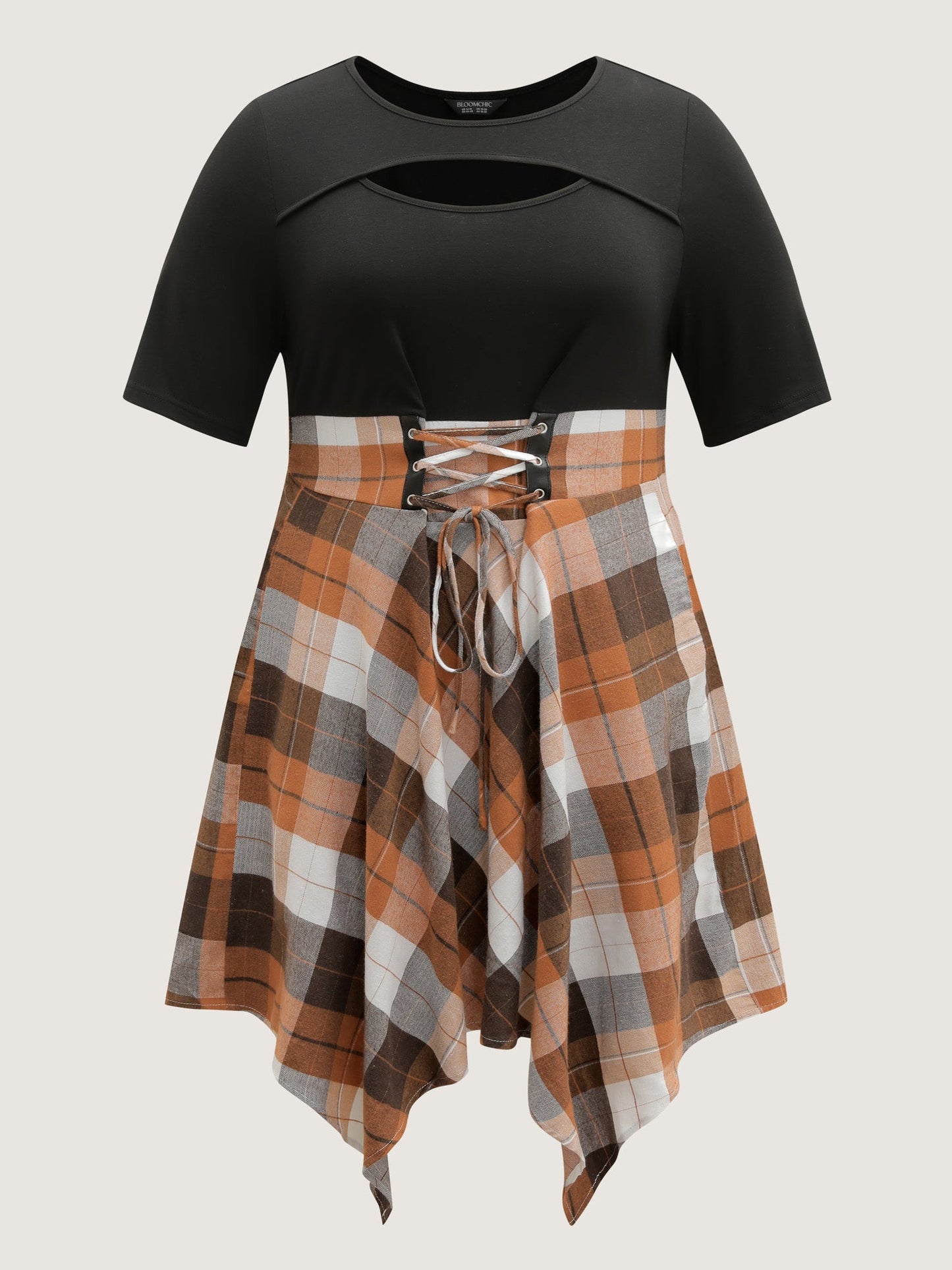 Halloween Plaid Wide Waistband Tie Midi Dress