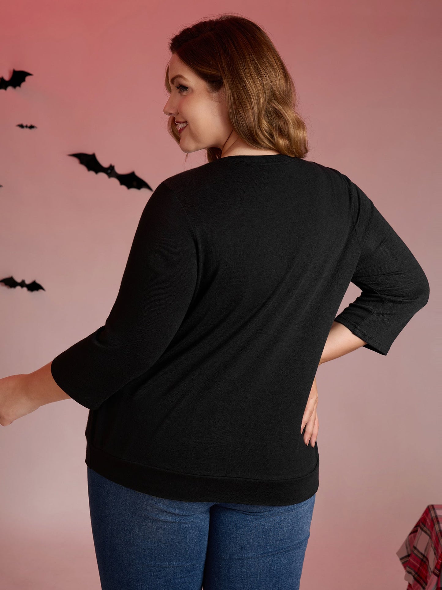 Floral Embroidery Stretch Knit Button Top
