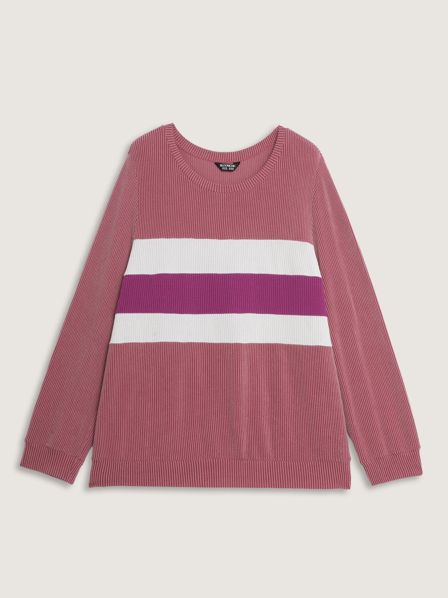 Color Stripes Spliced Knit Sweatshirt