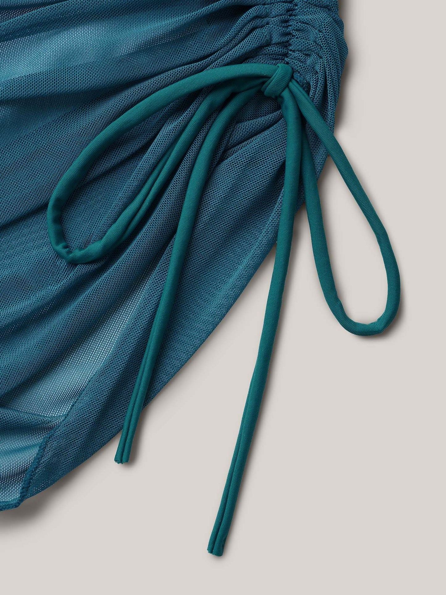 Channel Drawstring Gathered Surplice Neck Swim Dress