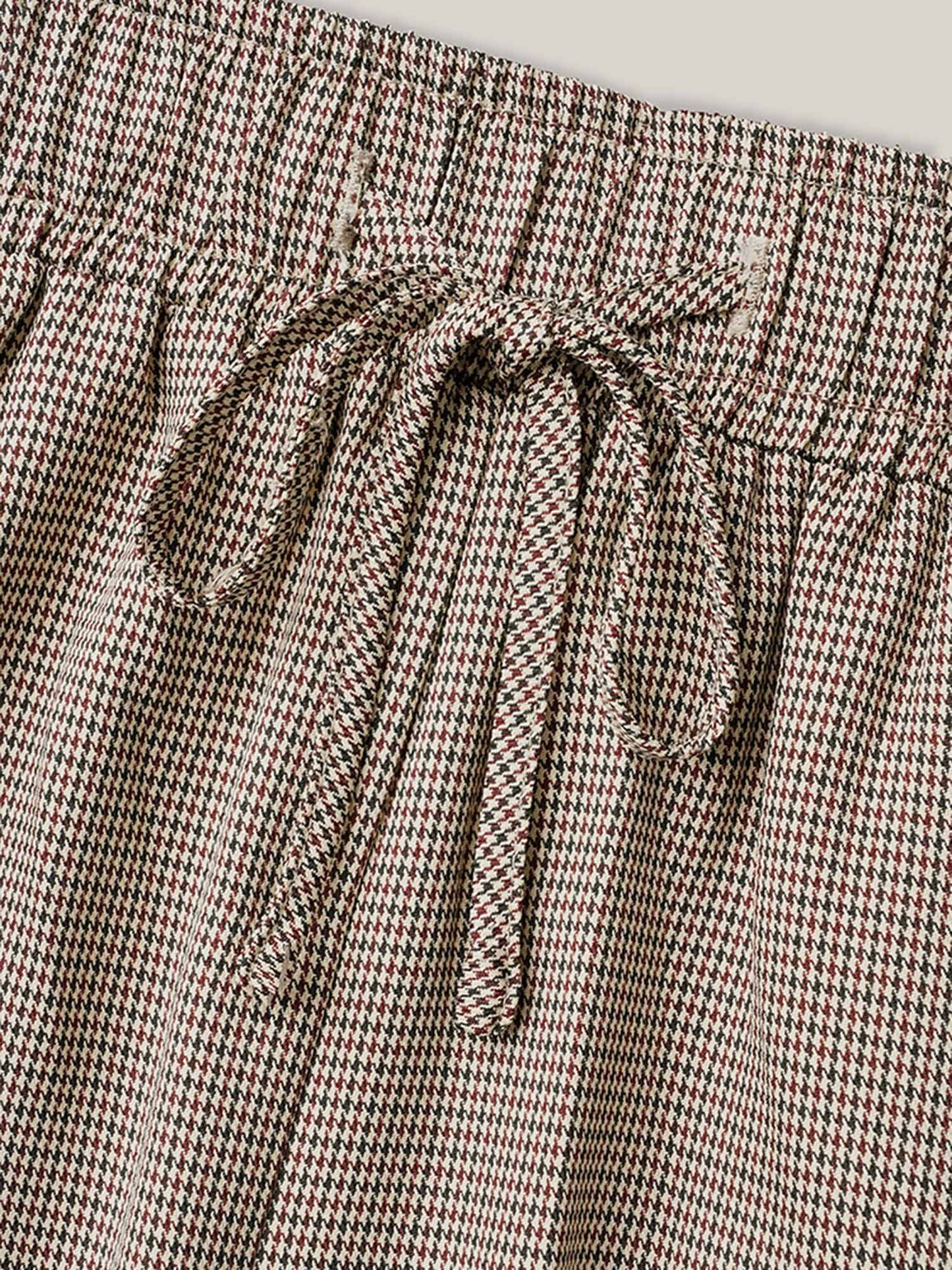 Houndstooth Print Drawstring Waist Pants