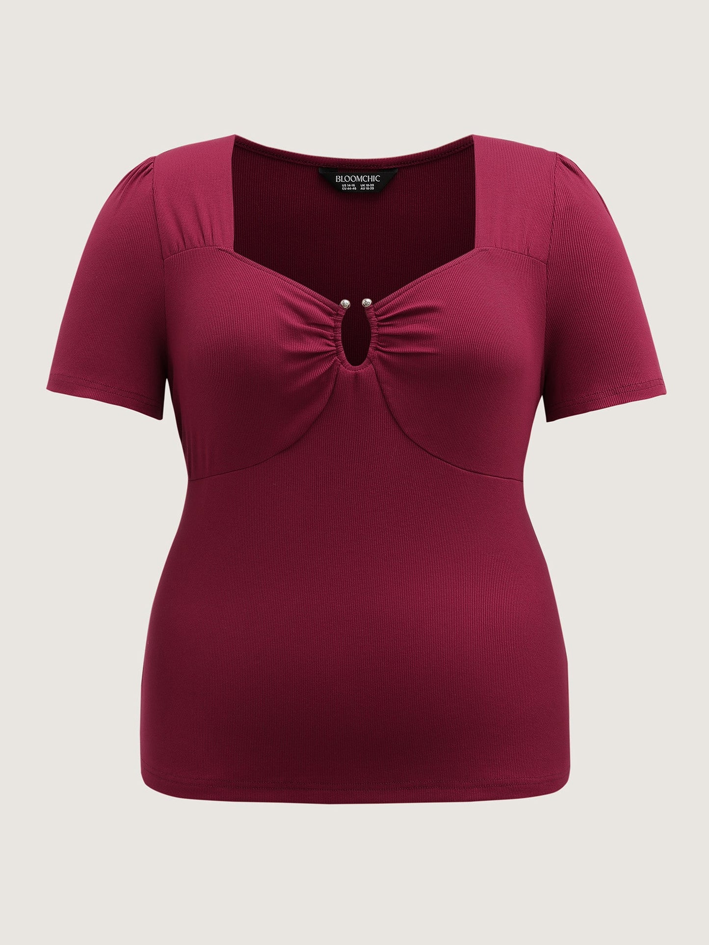 Ruched Stretchy Fitted Solid T-Shirt