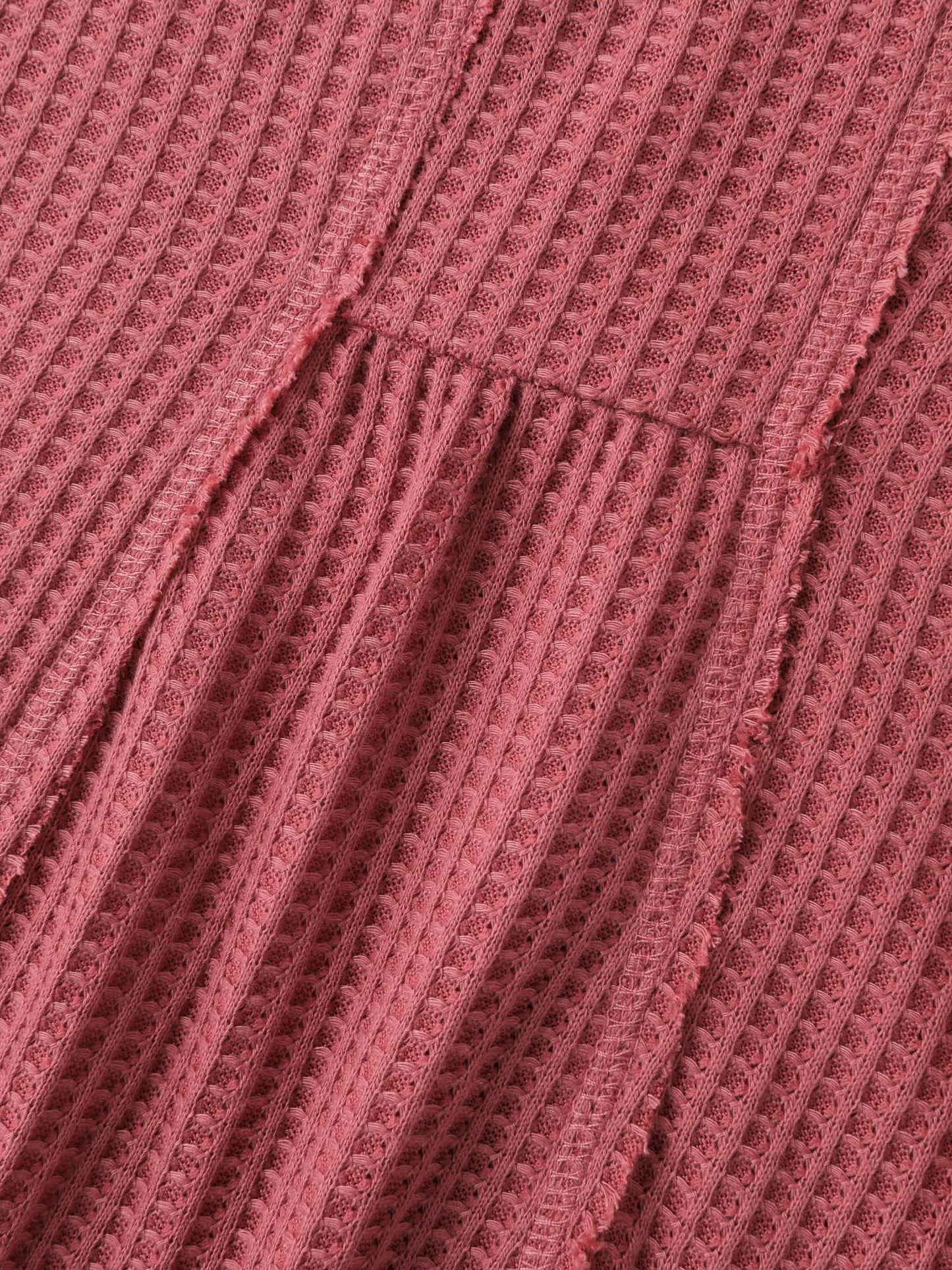 Waffle Grid Side Slit Flared T-Shirt