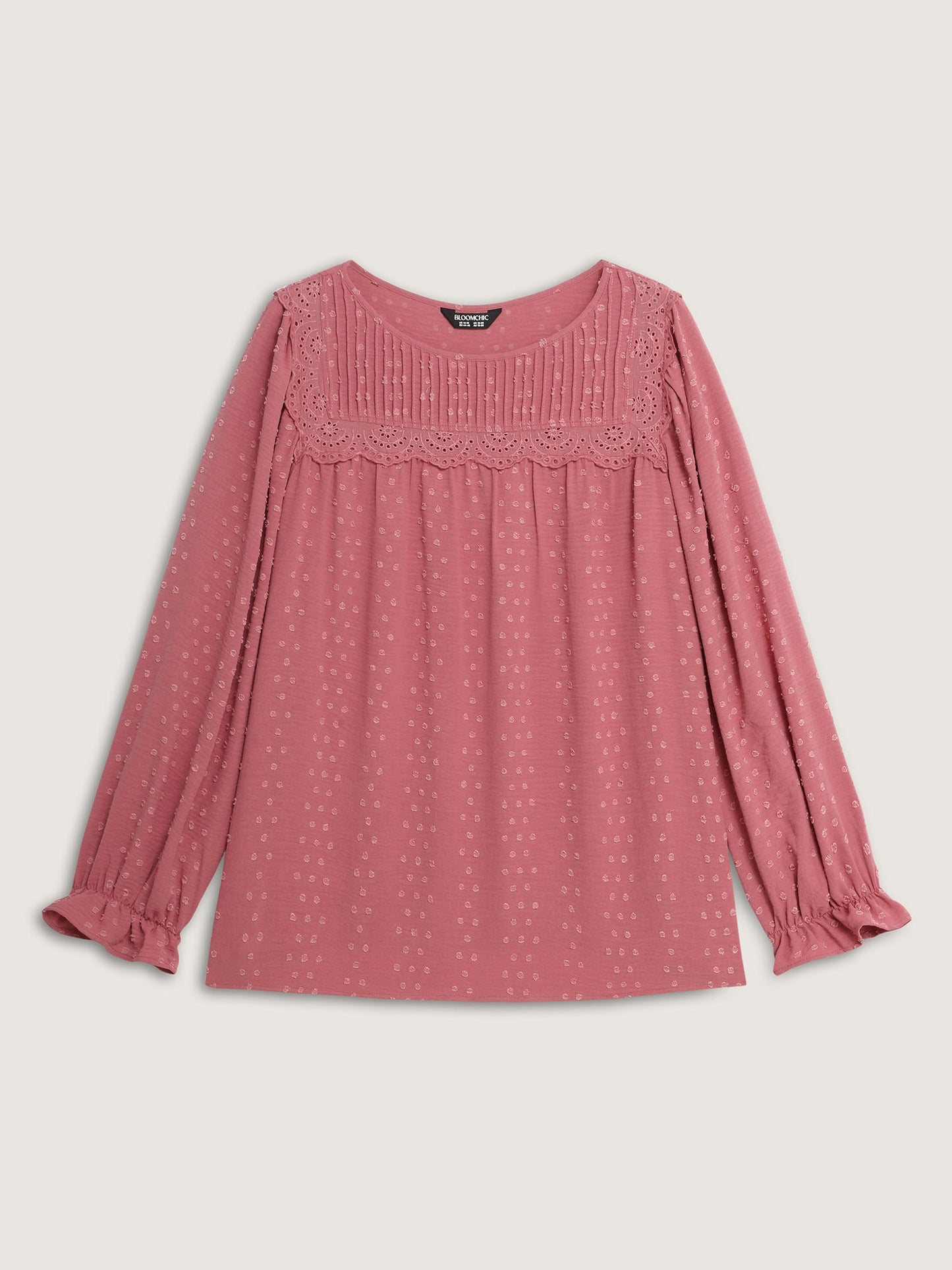 Lace Trim Pleated Textured Blouse