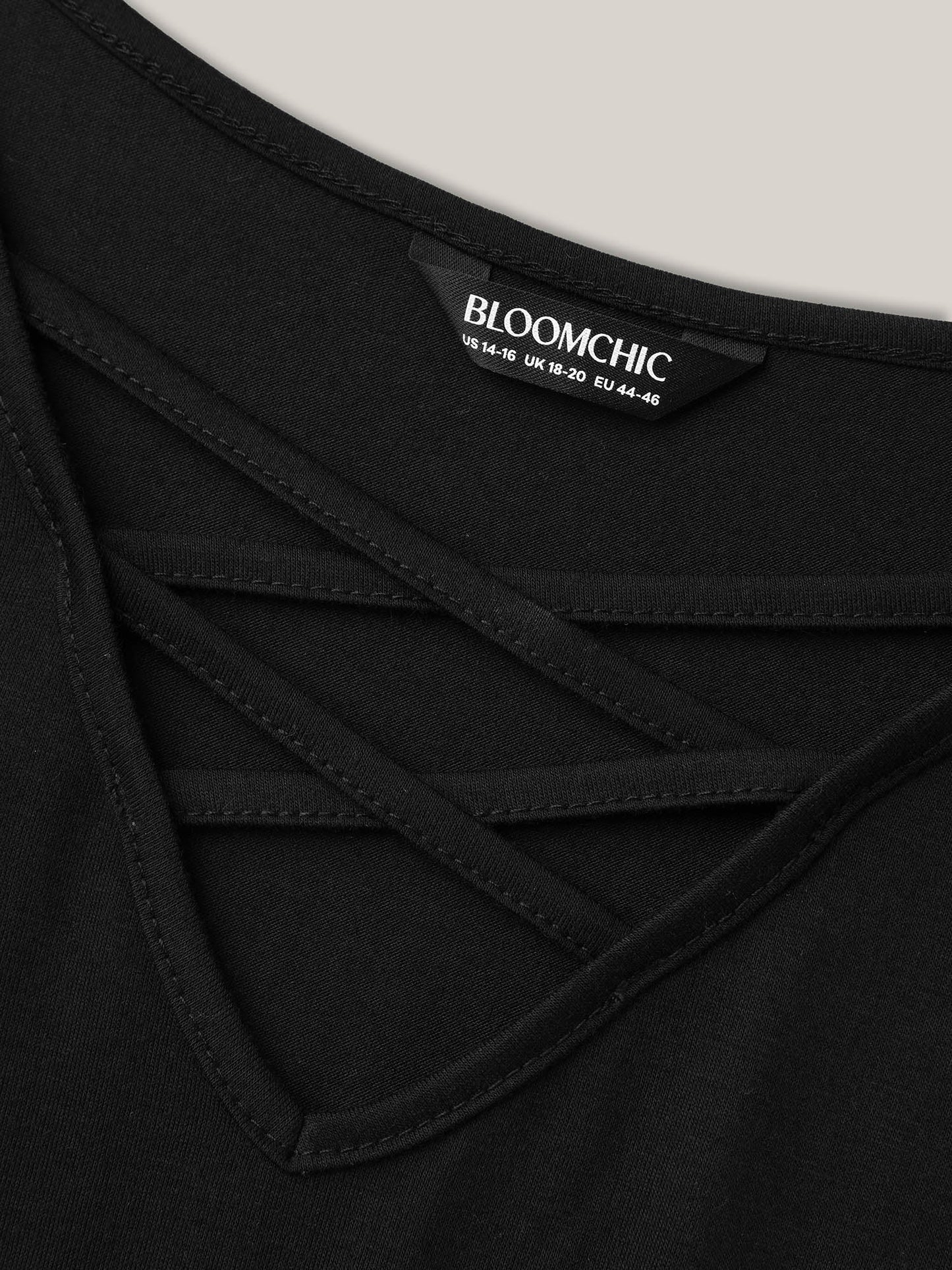 Neck Tie-Up Stretchy Peplum Top