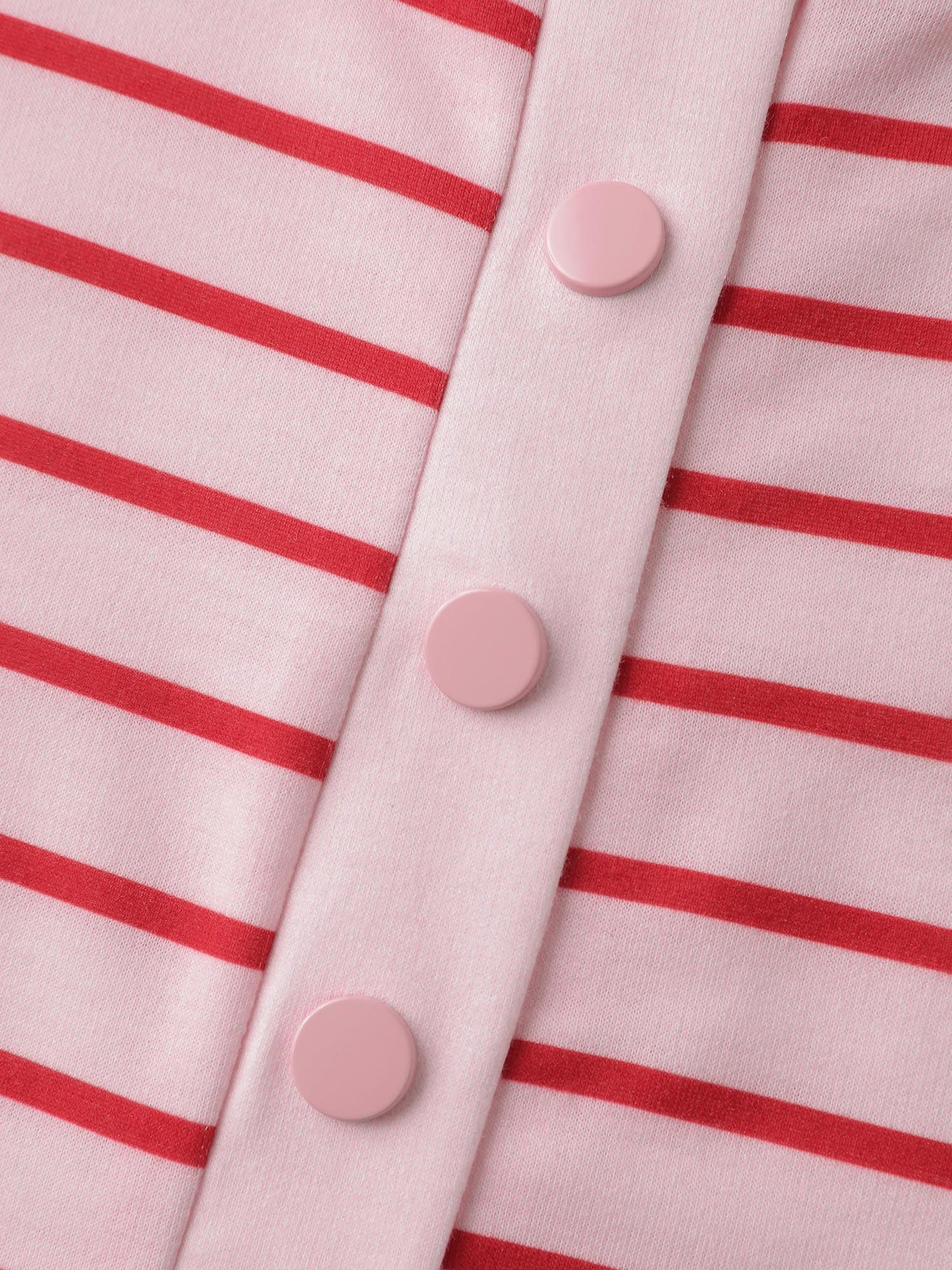 Stripe Snap Button Round Neck Sweatshirt