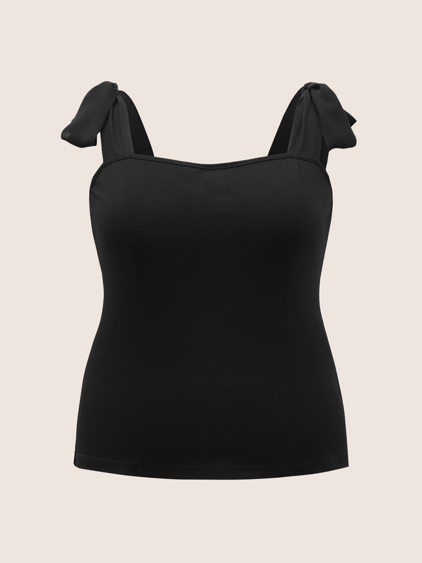 Plain Square Neck Tie Knot Tank Top