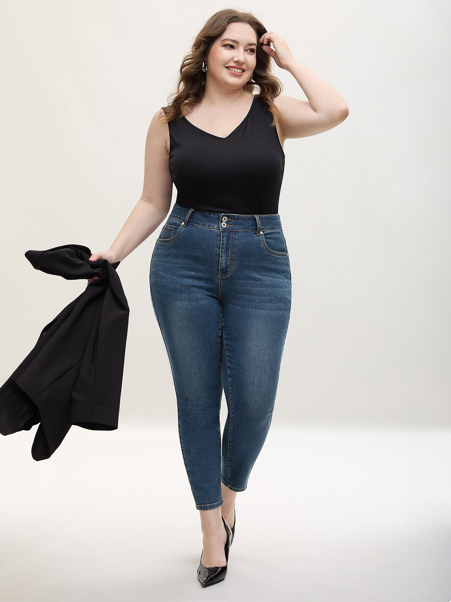 Whiskered Wash Mid-Rise Skinny-Fit Jeans