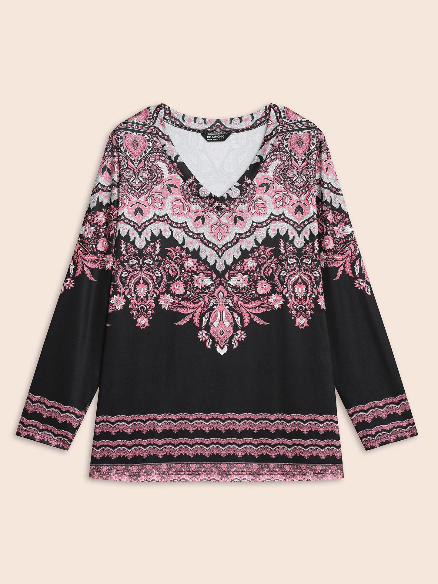Stretchy Boho Print Full Sleeve T-Shirt
