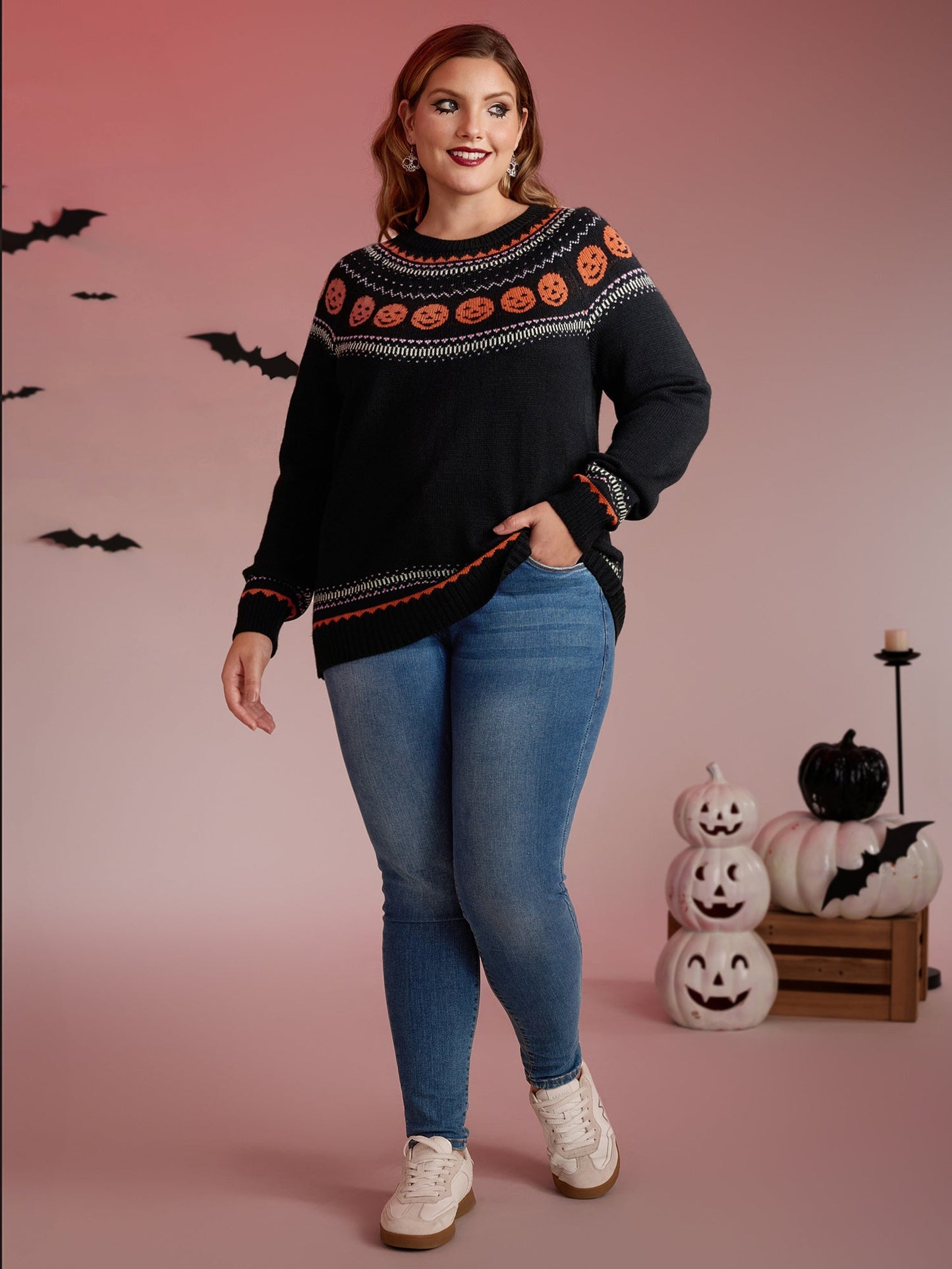 Halloween Fair Isle Yoke Pullover