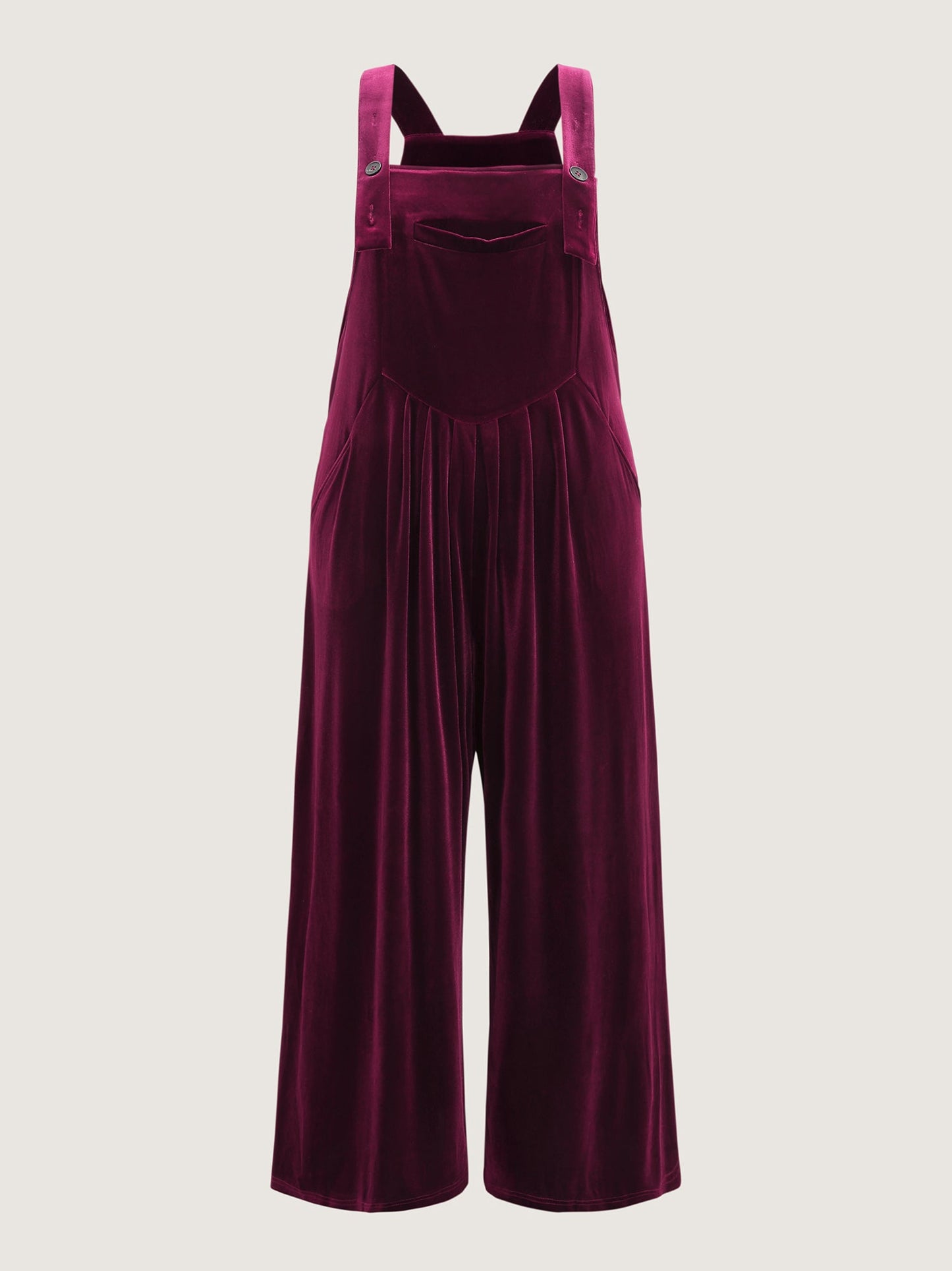 Velvet Relaxed Fit Adjustable Straps Jumpsuit