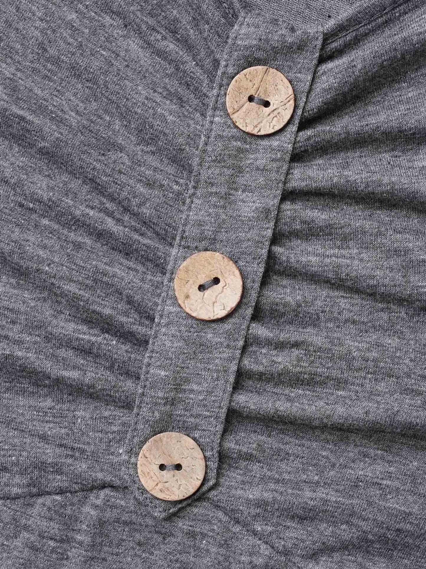 Gathered Button Detail Plain Knit Dress