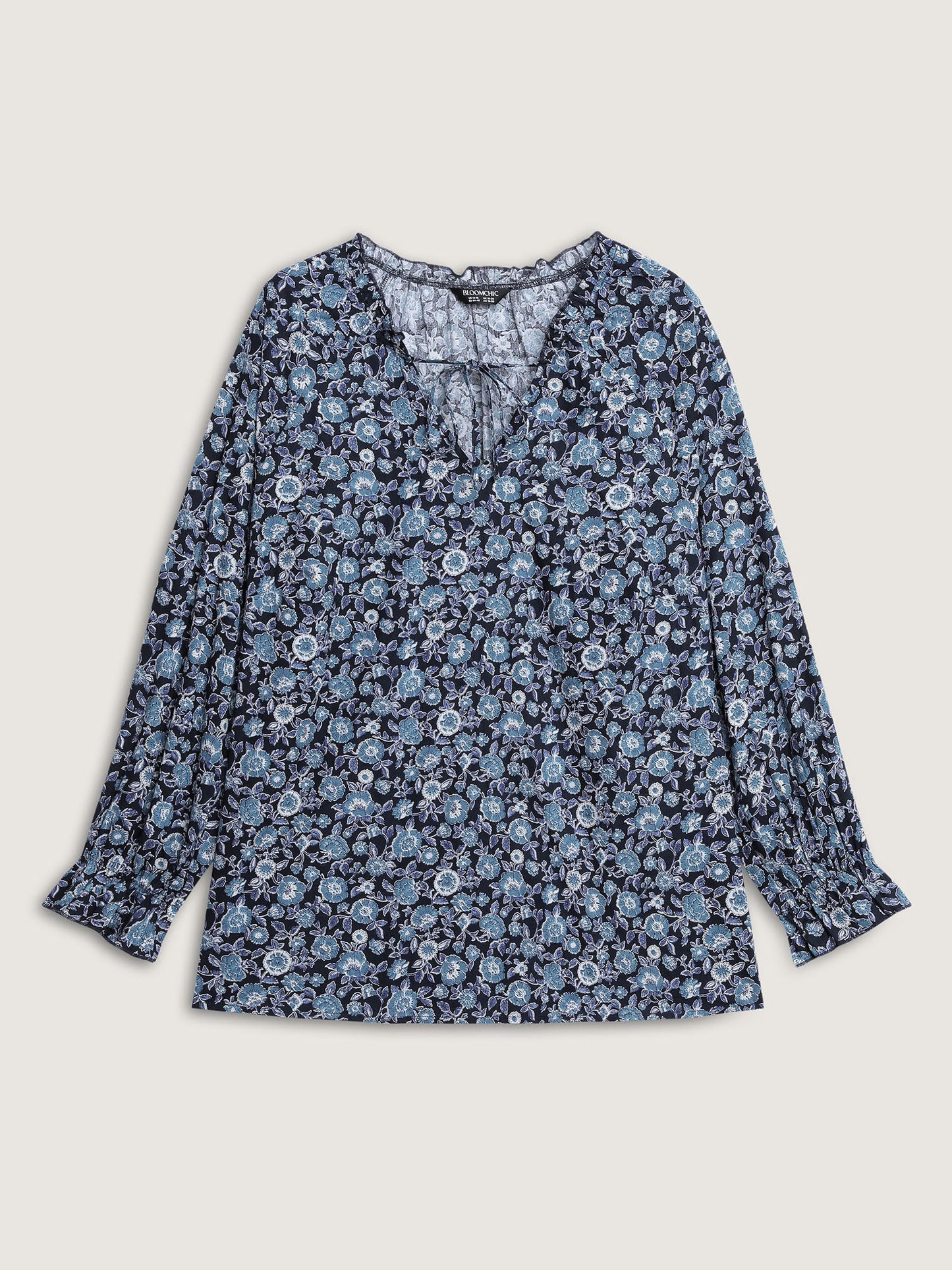 Cotton Floral Print Toothpick Pleats Blouse