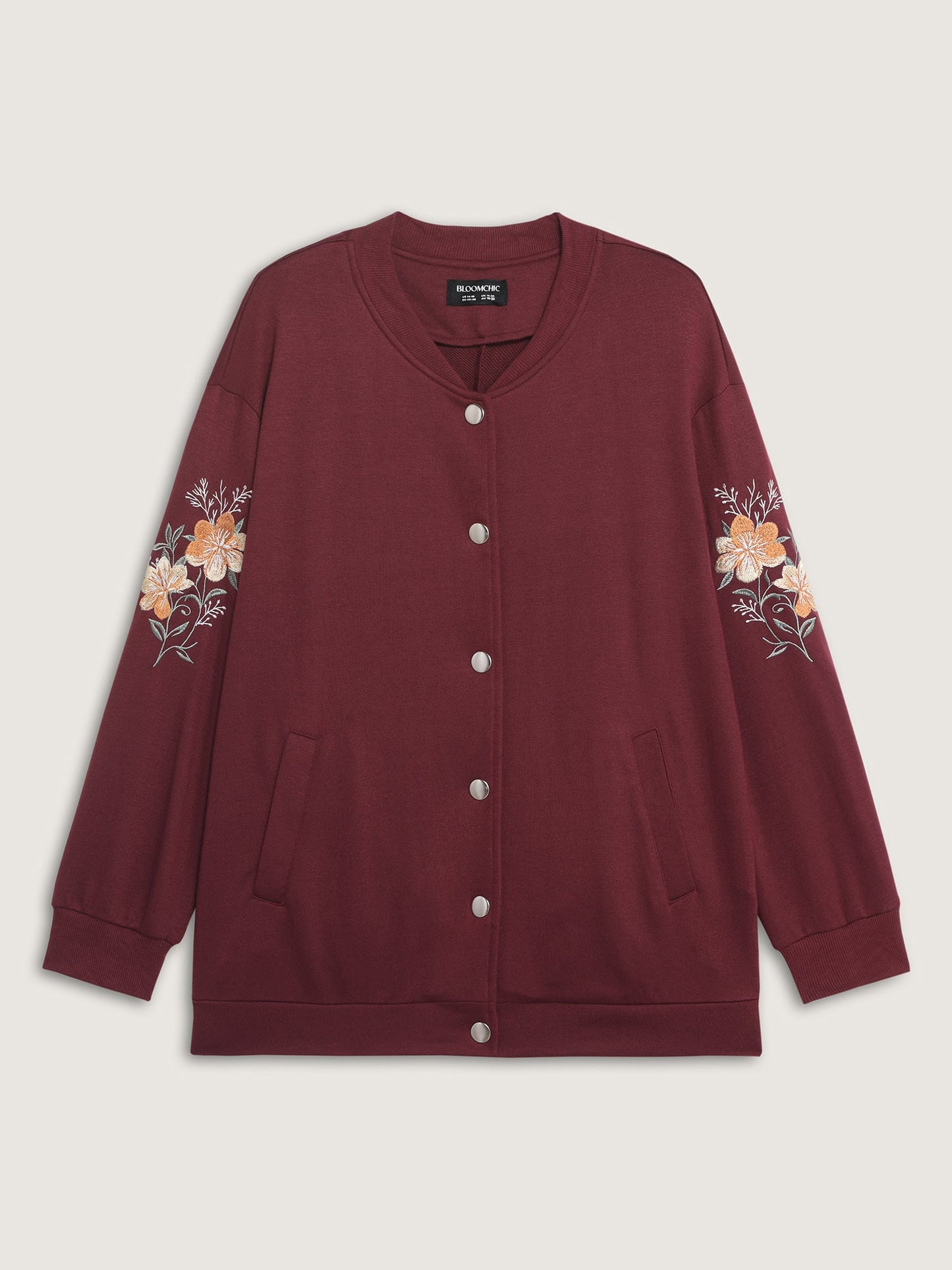 Embroidered Sleeve Button-Down Jacket