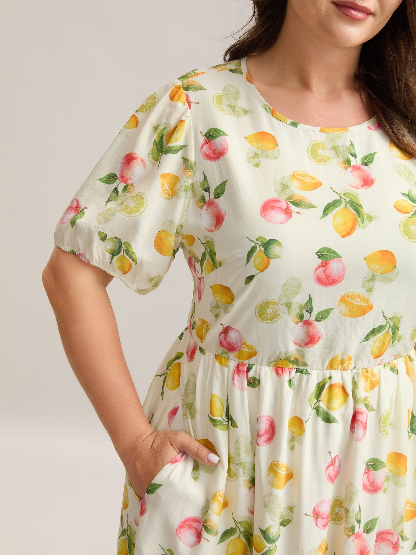 Fruity Fun Print Cut-Out Midi Dress