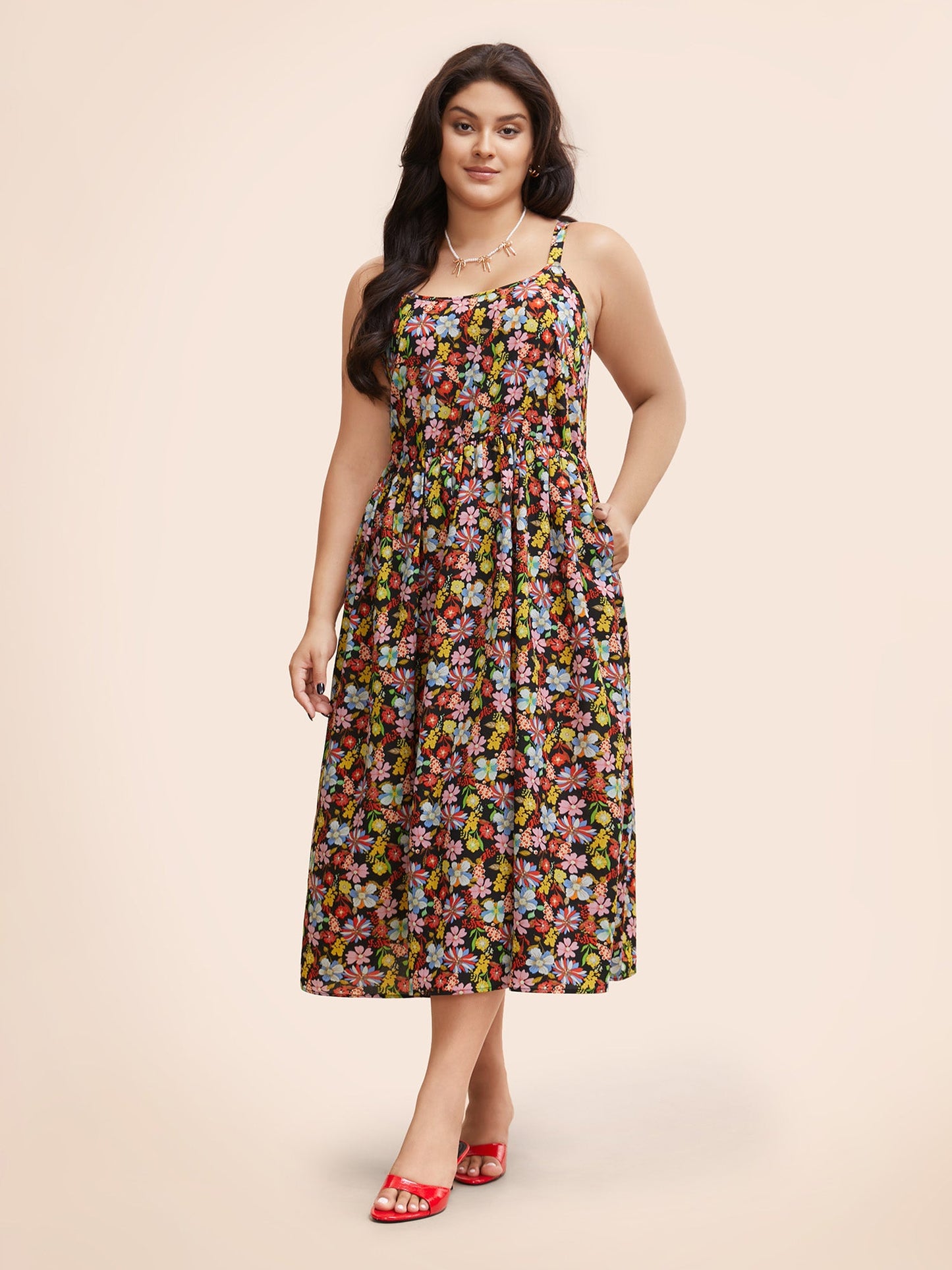 Ditsy Floral Elastic Waist Cami Dress