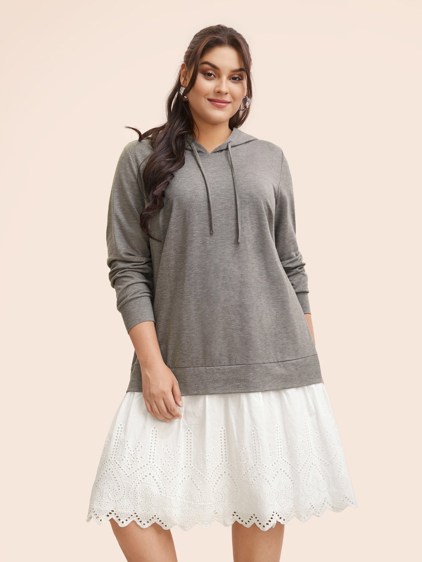 Contrast Patchwork Hooded Sweatshirt Dress