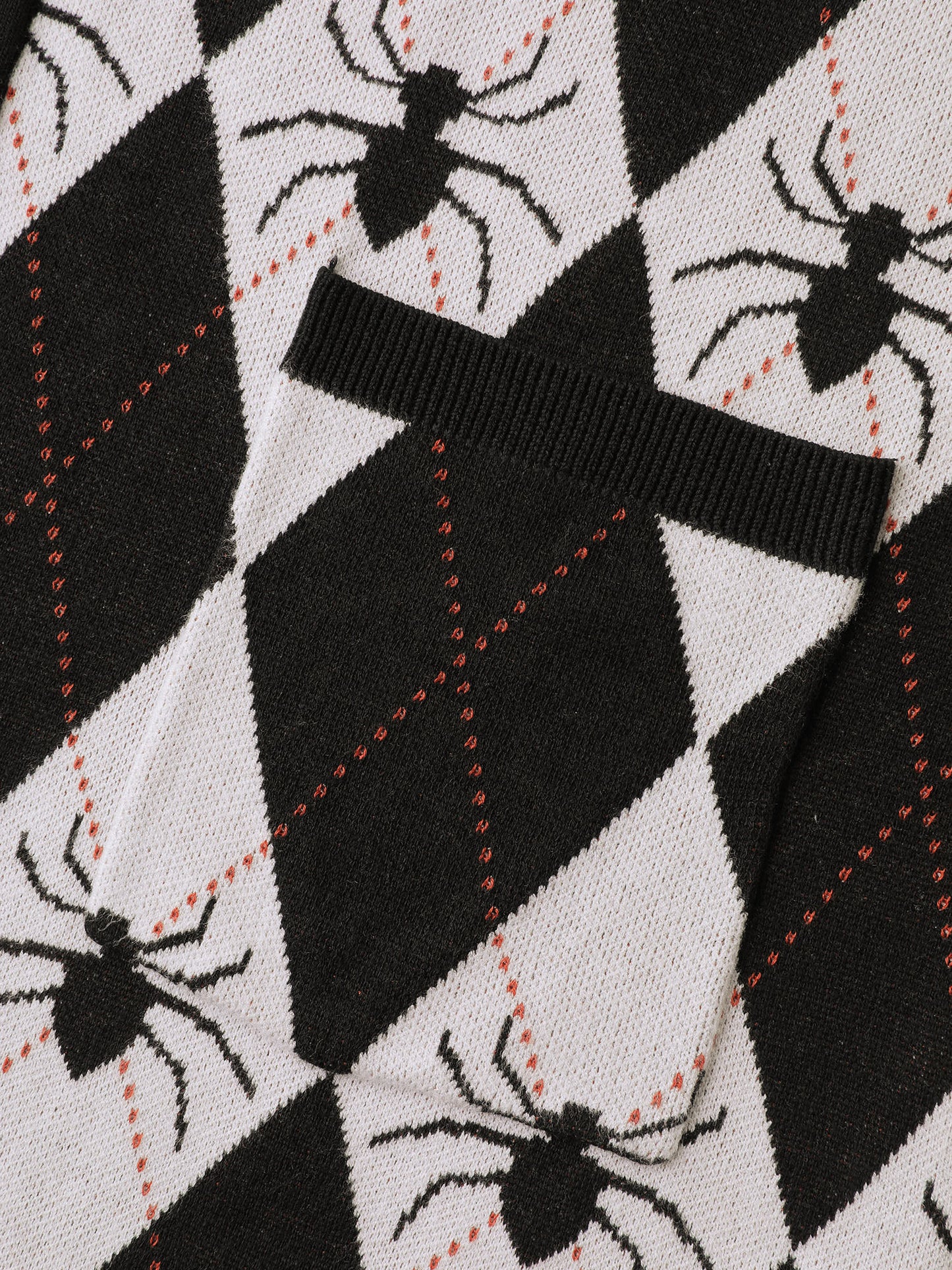 Spider Check Jacquard Pockets Knit Cardigan