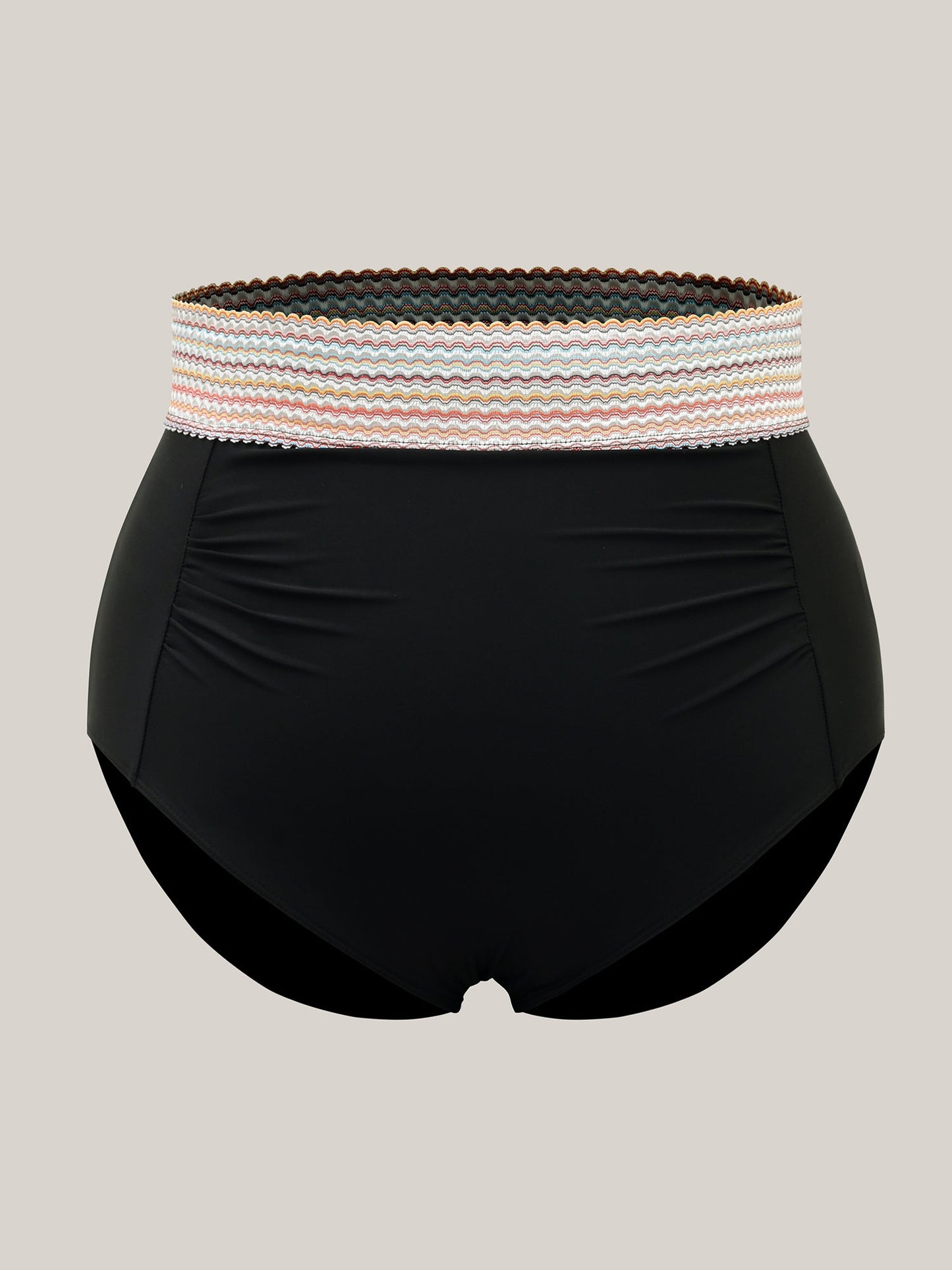 Contrast Waistband Ruched Fitted Swim Bottoms