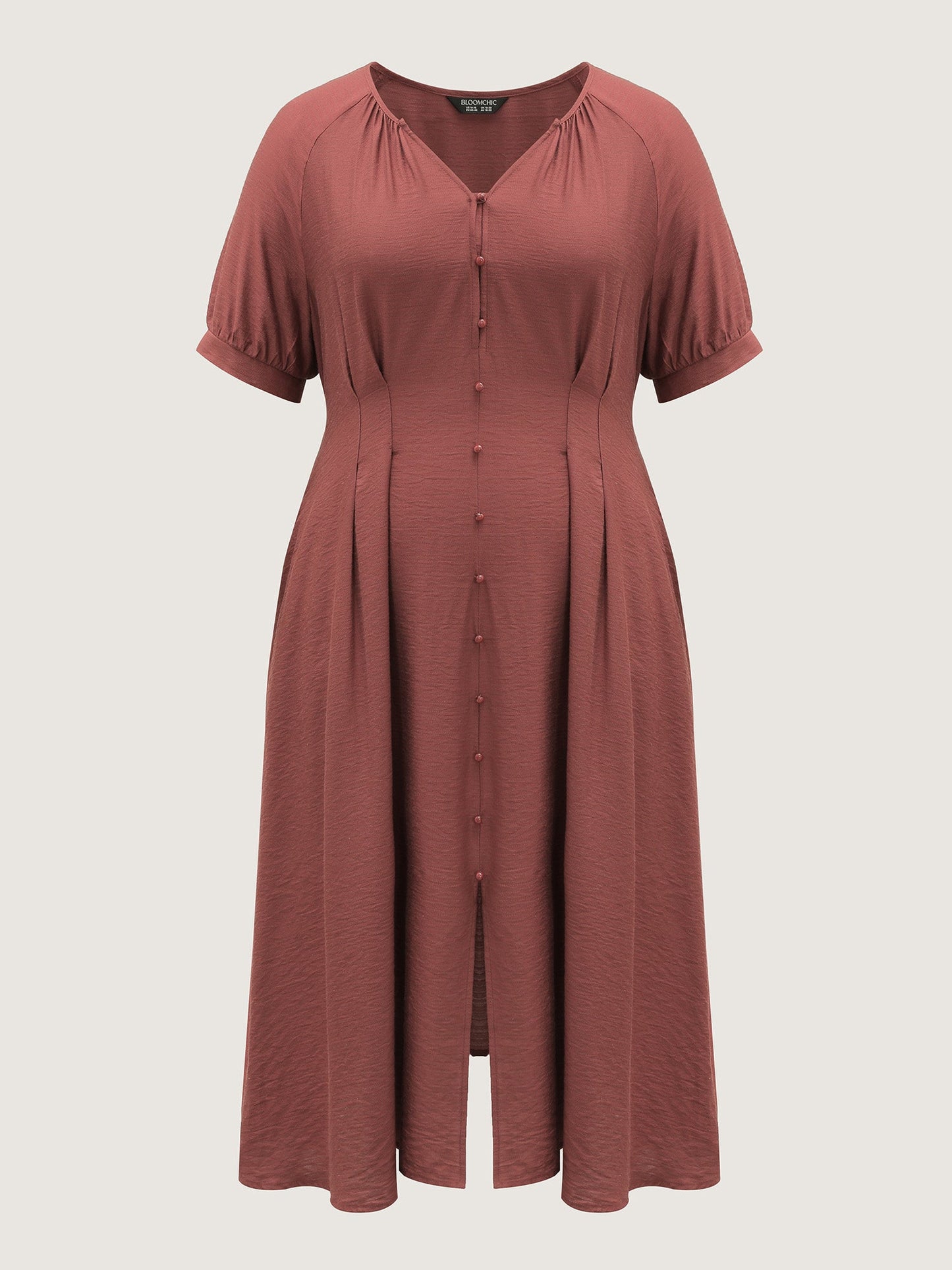 Textured Shirred Cinched-Waist Maxi Dress