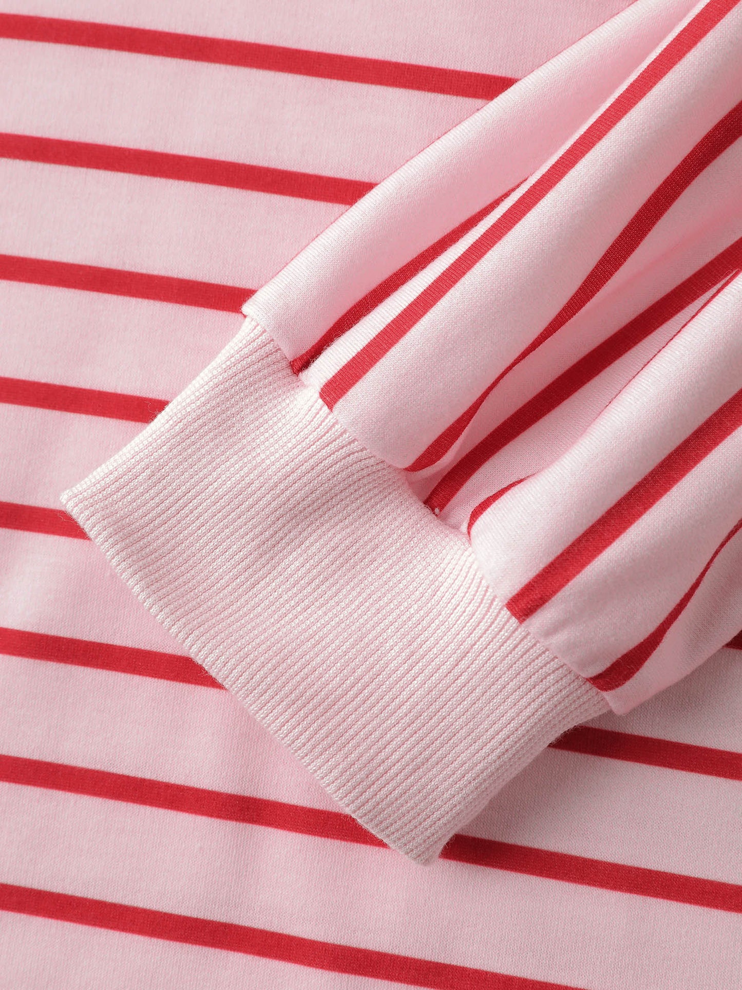 Stripe Snap Button Round Neck Sweatshirt