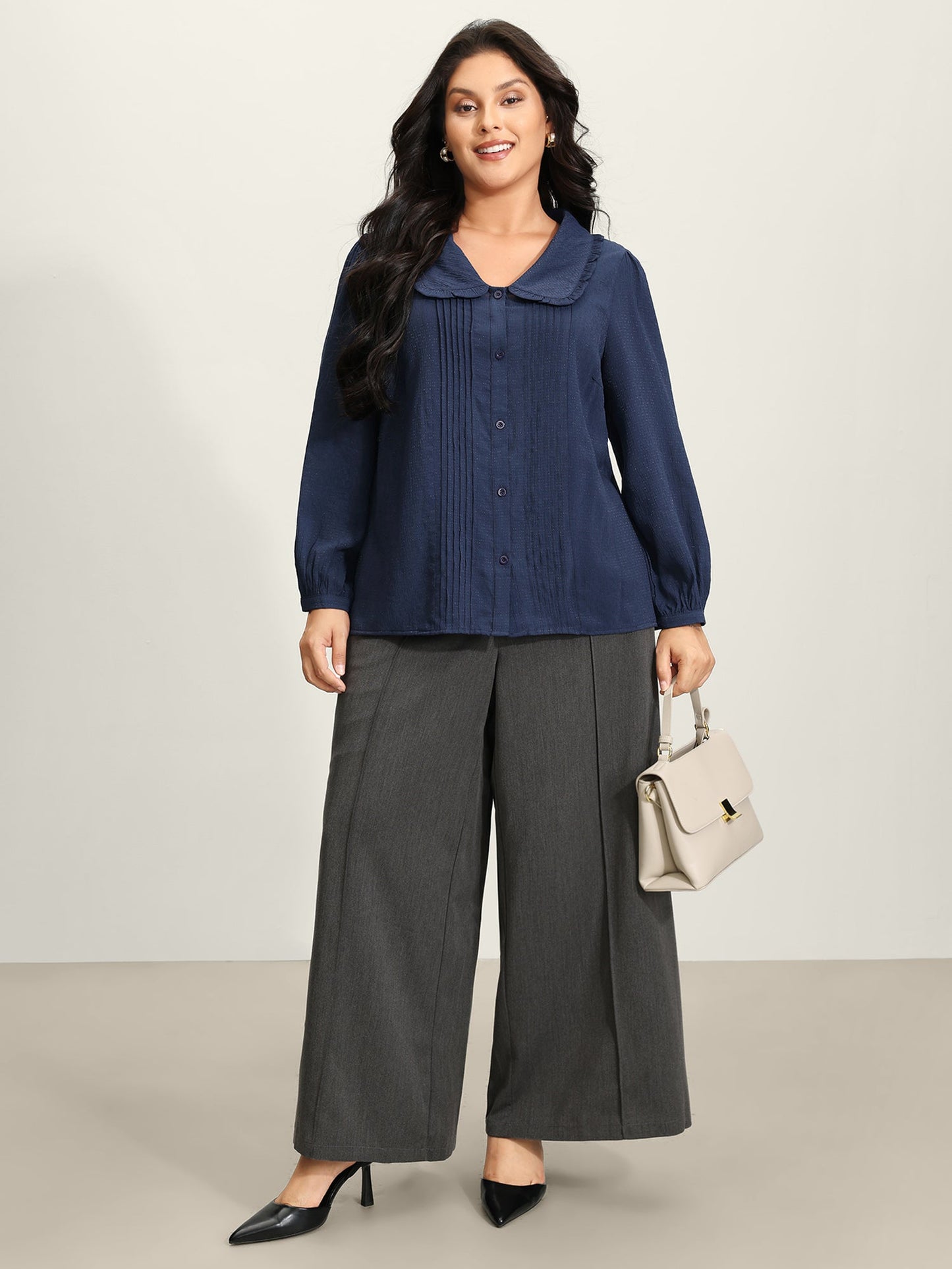 Rayon Textured Semi Sheer Placket Blouse