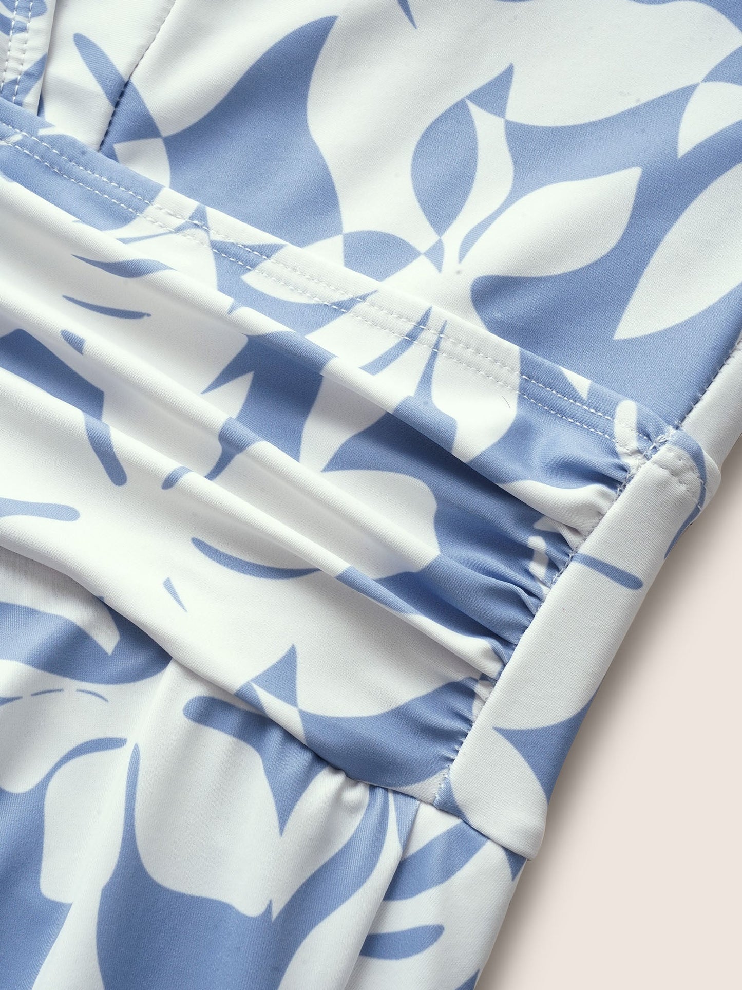 Overlap Collar Silhouette Floral Print Swim Dress