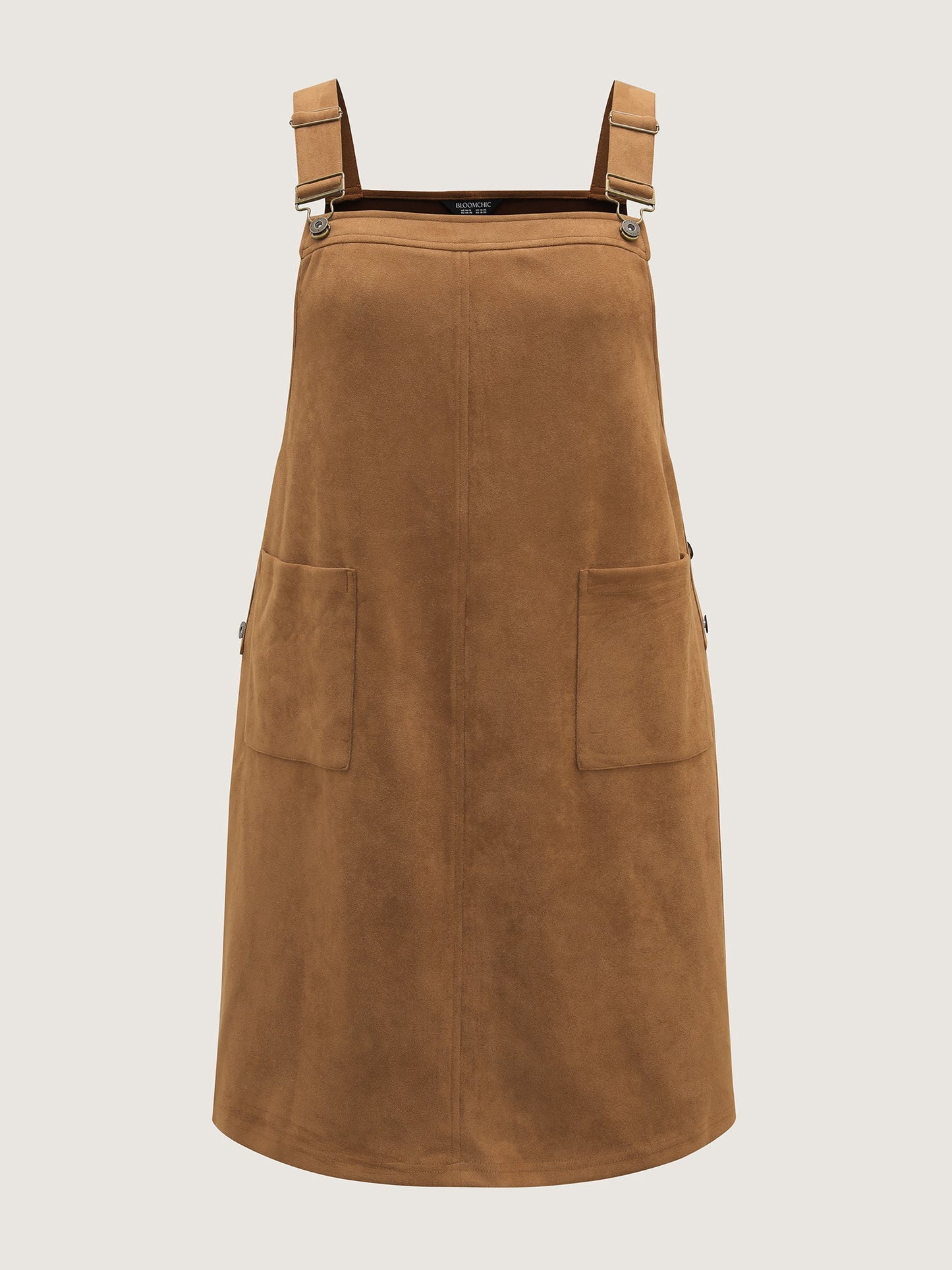 Suede Overall Adjustable Straps Midi Dress