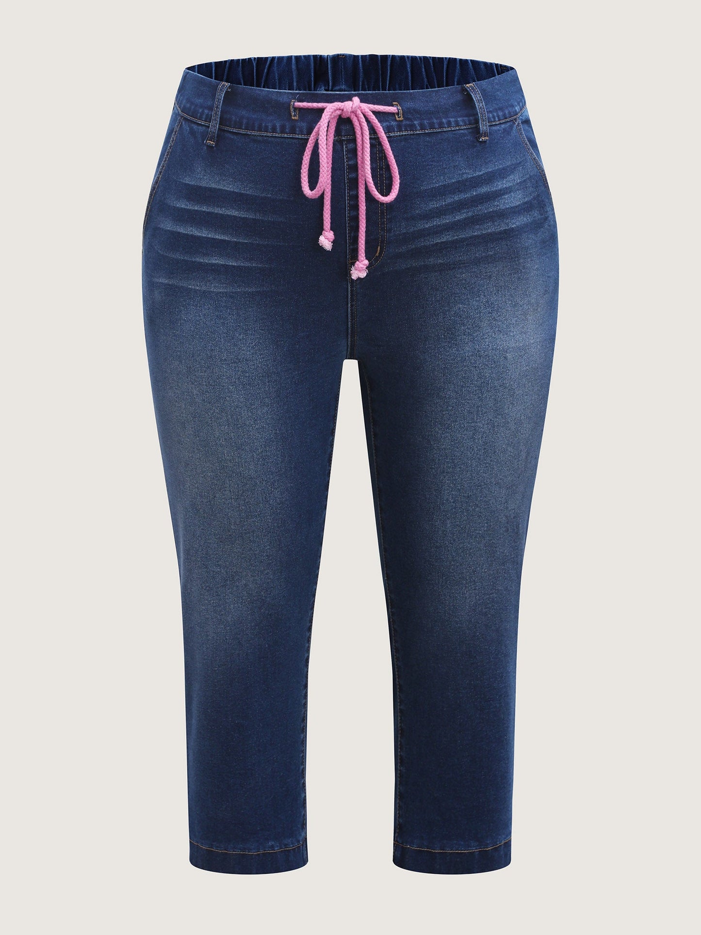 Pull-On Drawstring Waist Crop Jeans