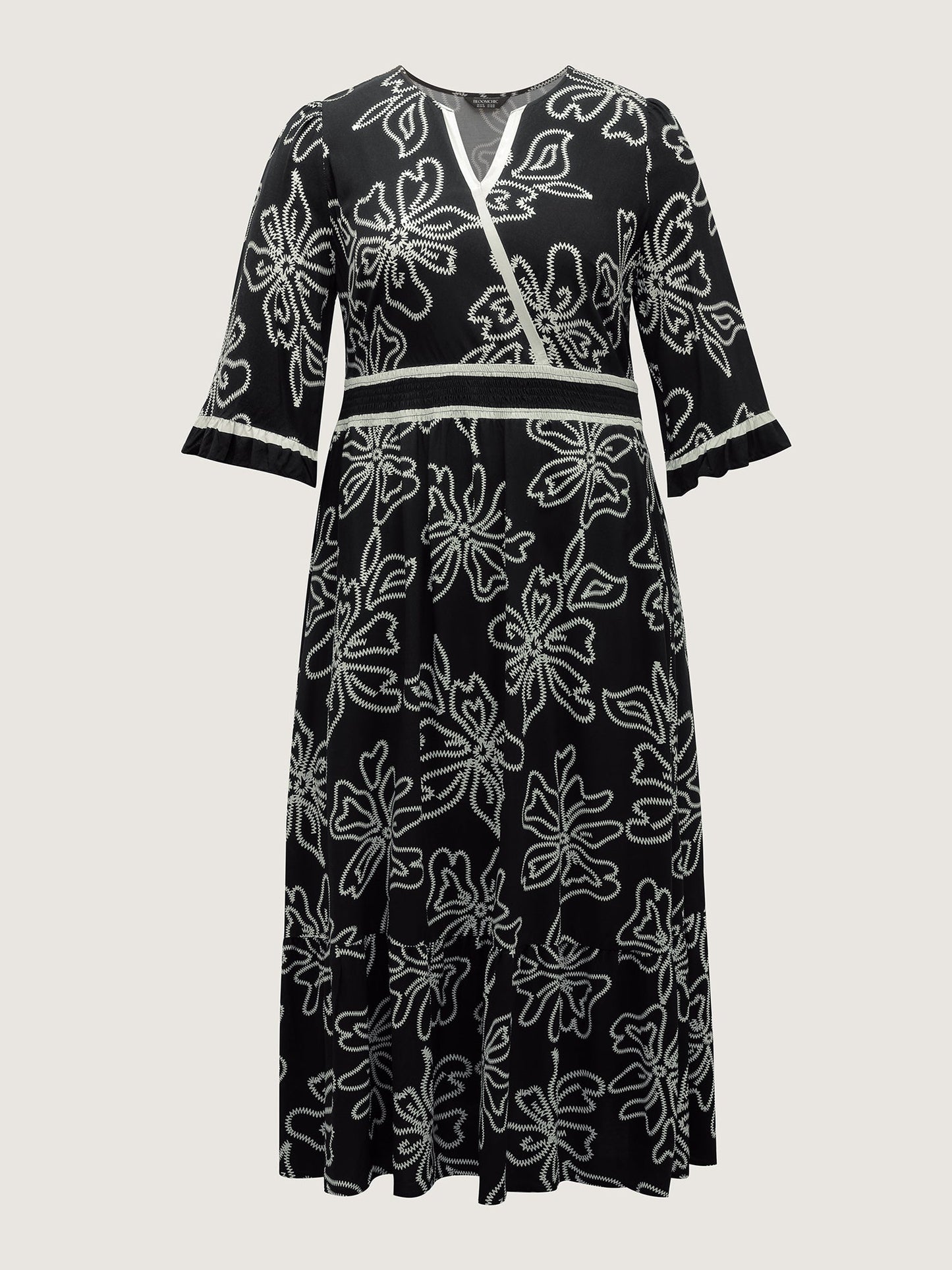 Floral Print Rayon Pockets Wrap Maxi Dress