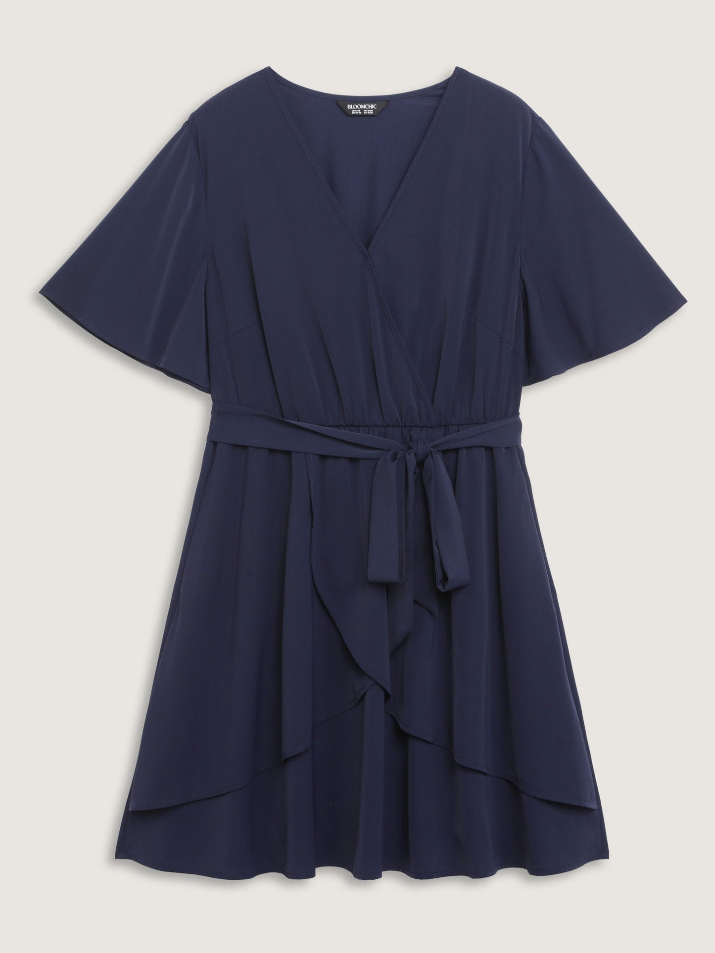 V-Neck Adjustable Belted Waist Mini Dress