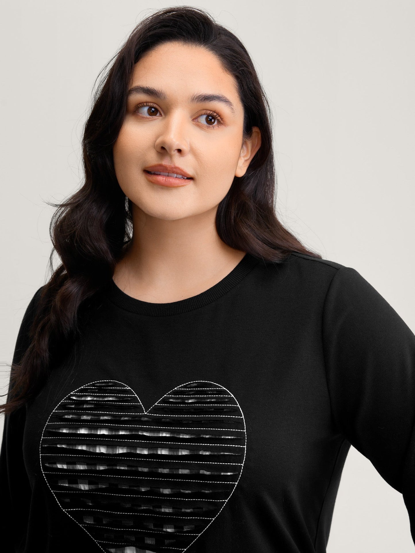 Supersoft Heart Cut-Out Embroidery Sweatshirt
