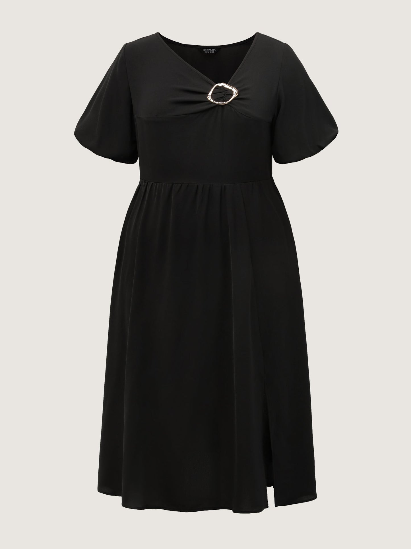 Metal Detail Asymmetrical Neckline Maxi Dress