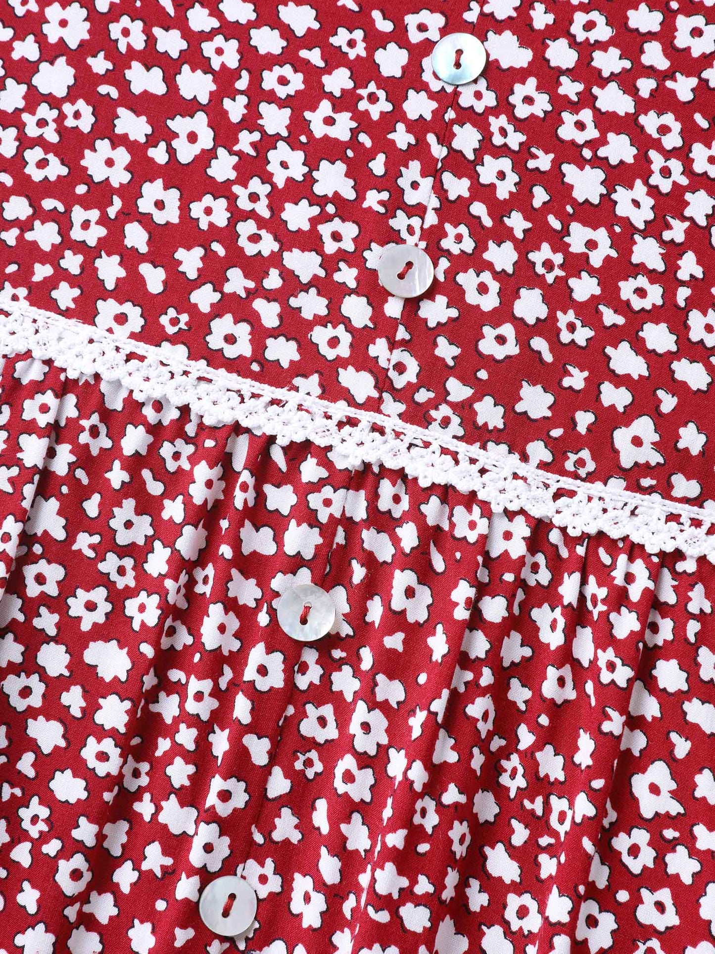 Ditsy Floral Print Lace Trim Cami Dress