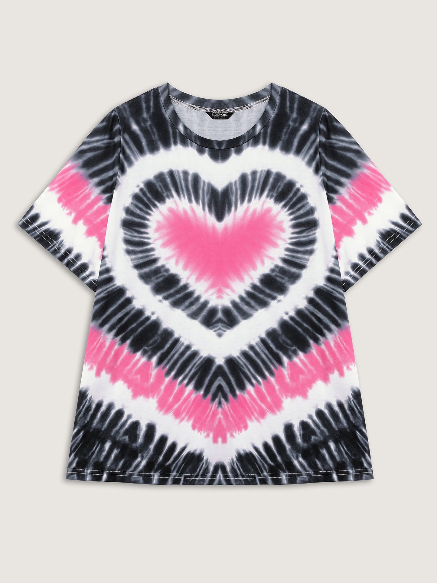 Love Heart Tie-Dye Print T-Shirt