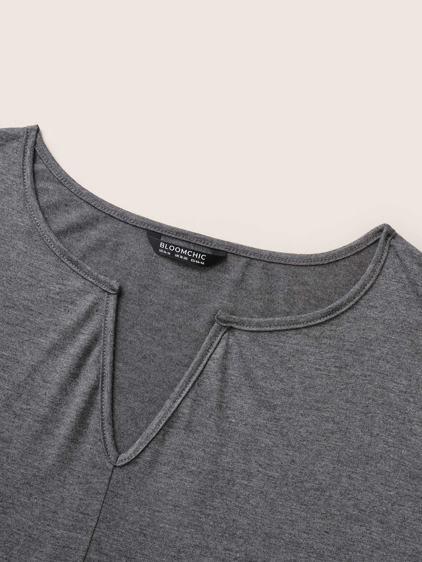 Plain Arc Hem Notched Dolman Sleeve Sleep Top