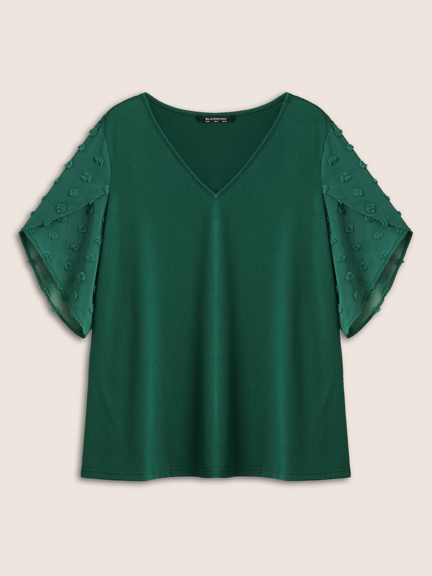 Plisse Chiffon Patchwork Petal Sleeve T-shirt