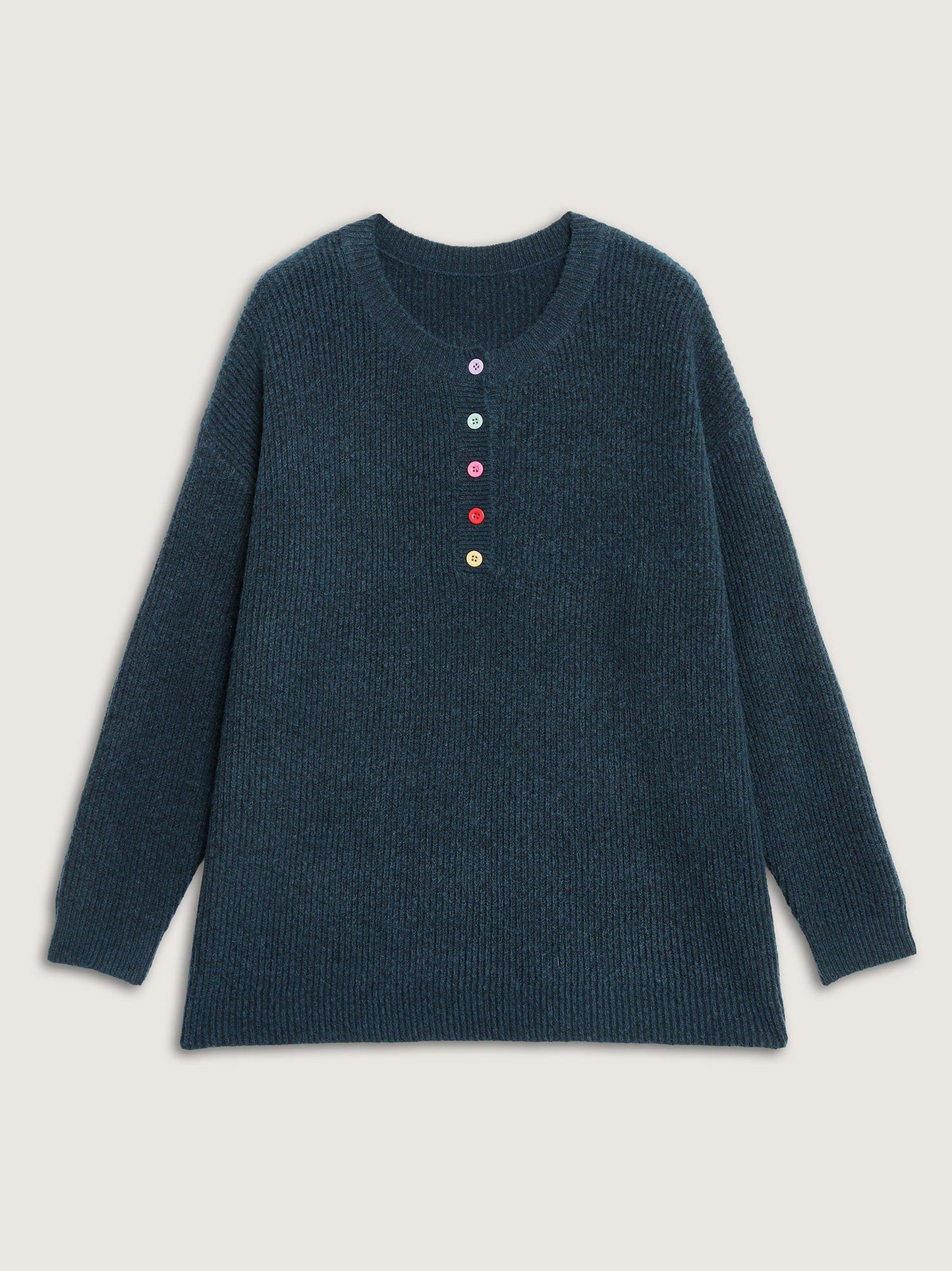 Supersoft Half-Button Placket Textured Solid Pullover