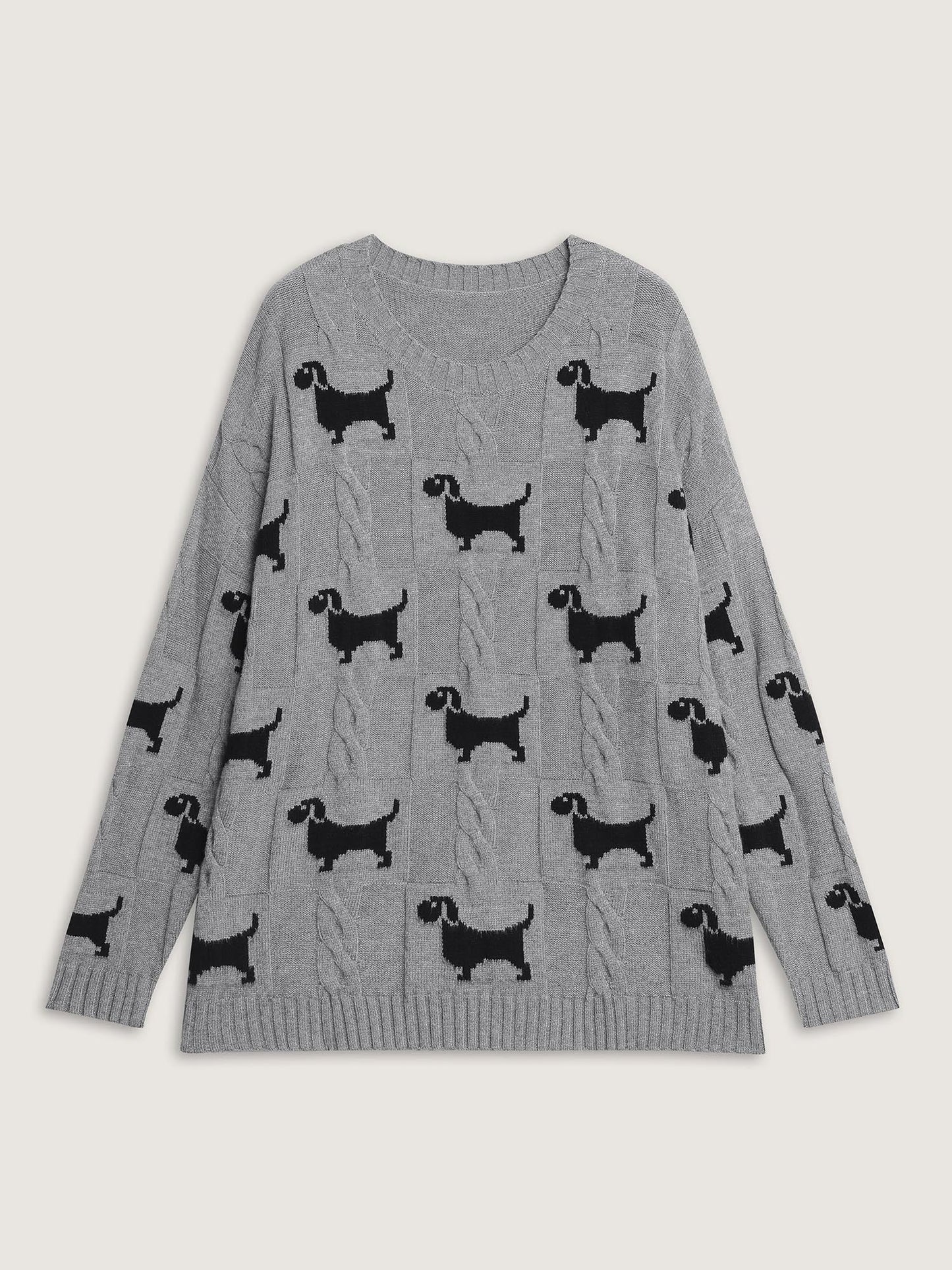 Supersoft Textured Dog Print Pullover