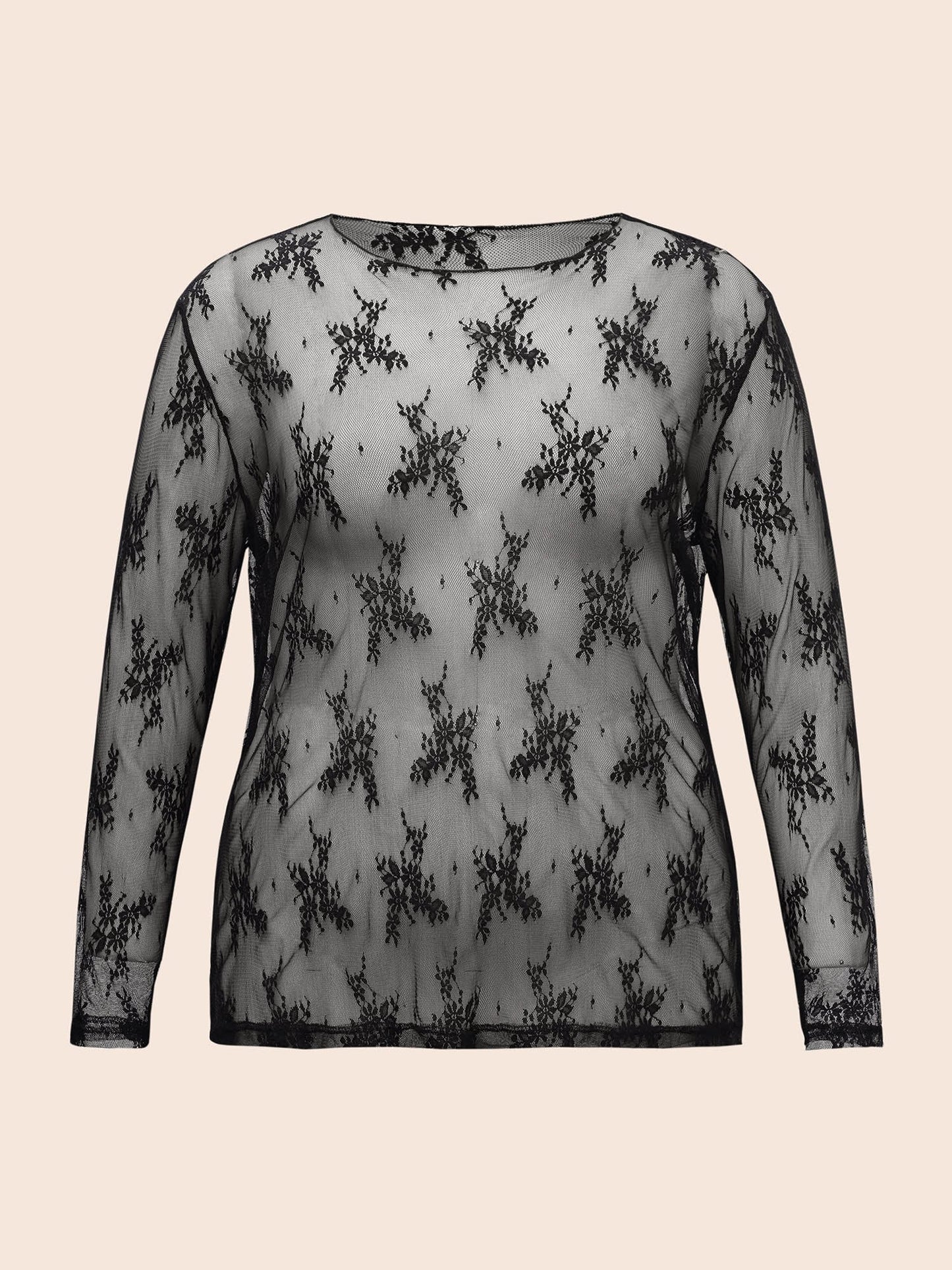 Sheer Soft Lace Slim-Fit T-shirt