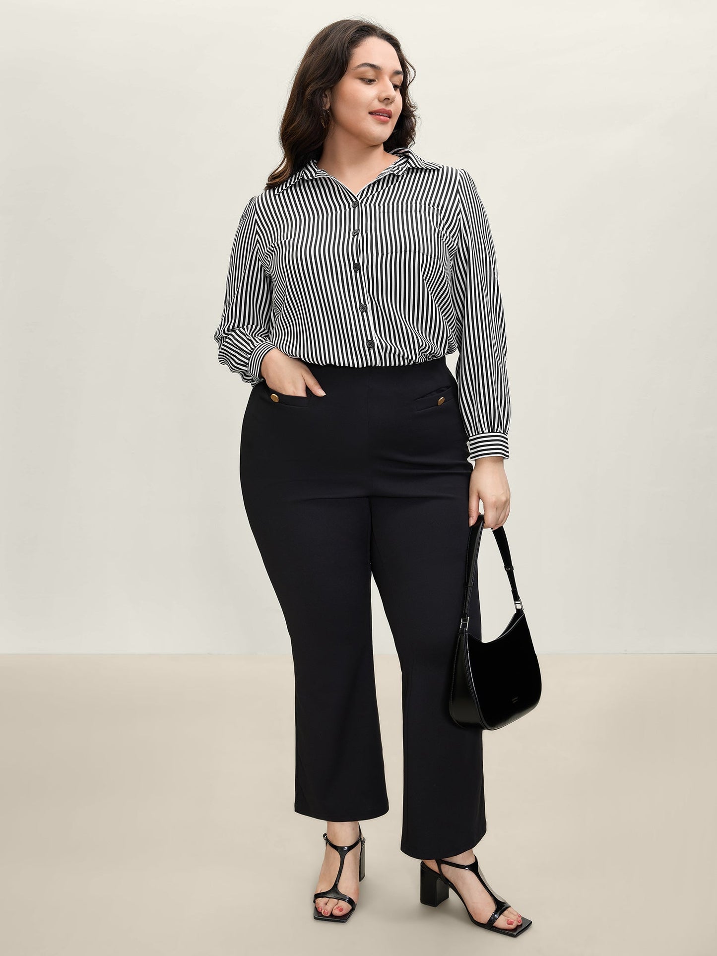 Striped Bow-Tie Button-Down Shirt