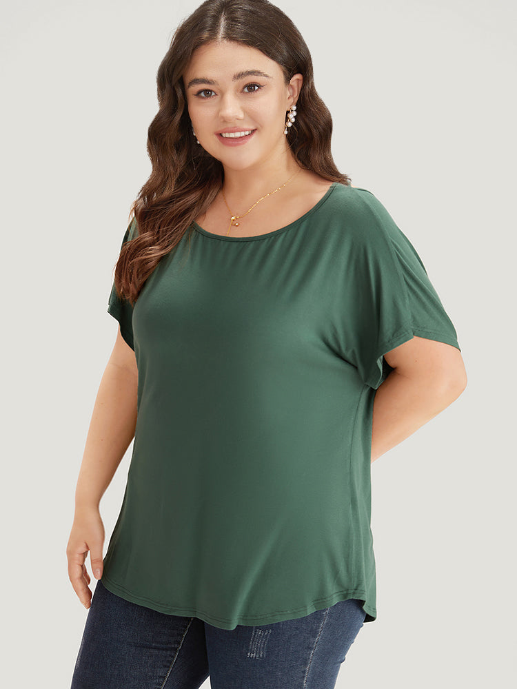 Supersoft Essentials Plain Batwing Sleeve Cut Out T-shirt