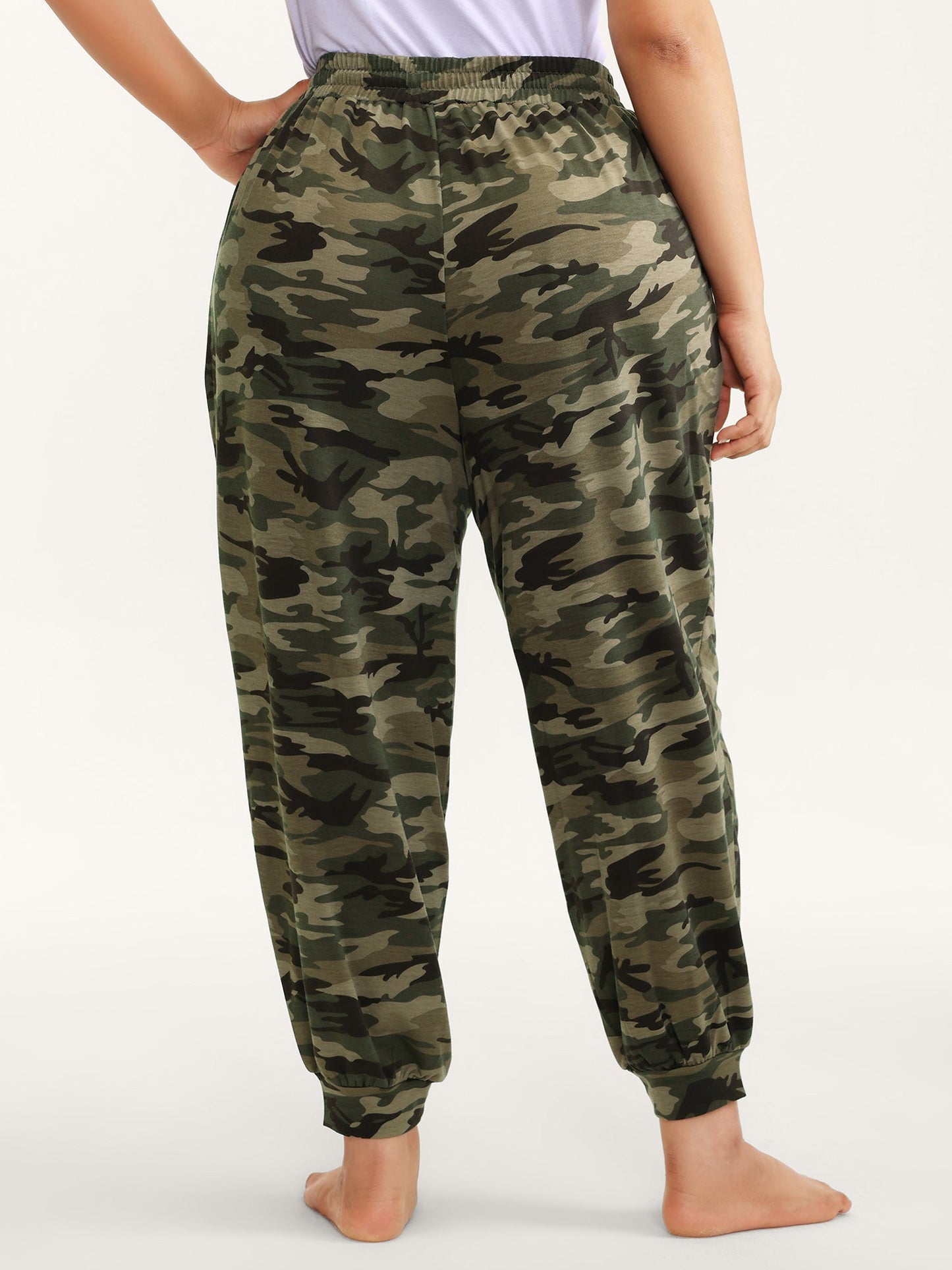 Camouflage Print Drawstring Stretchy Pants