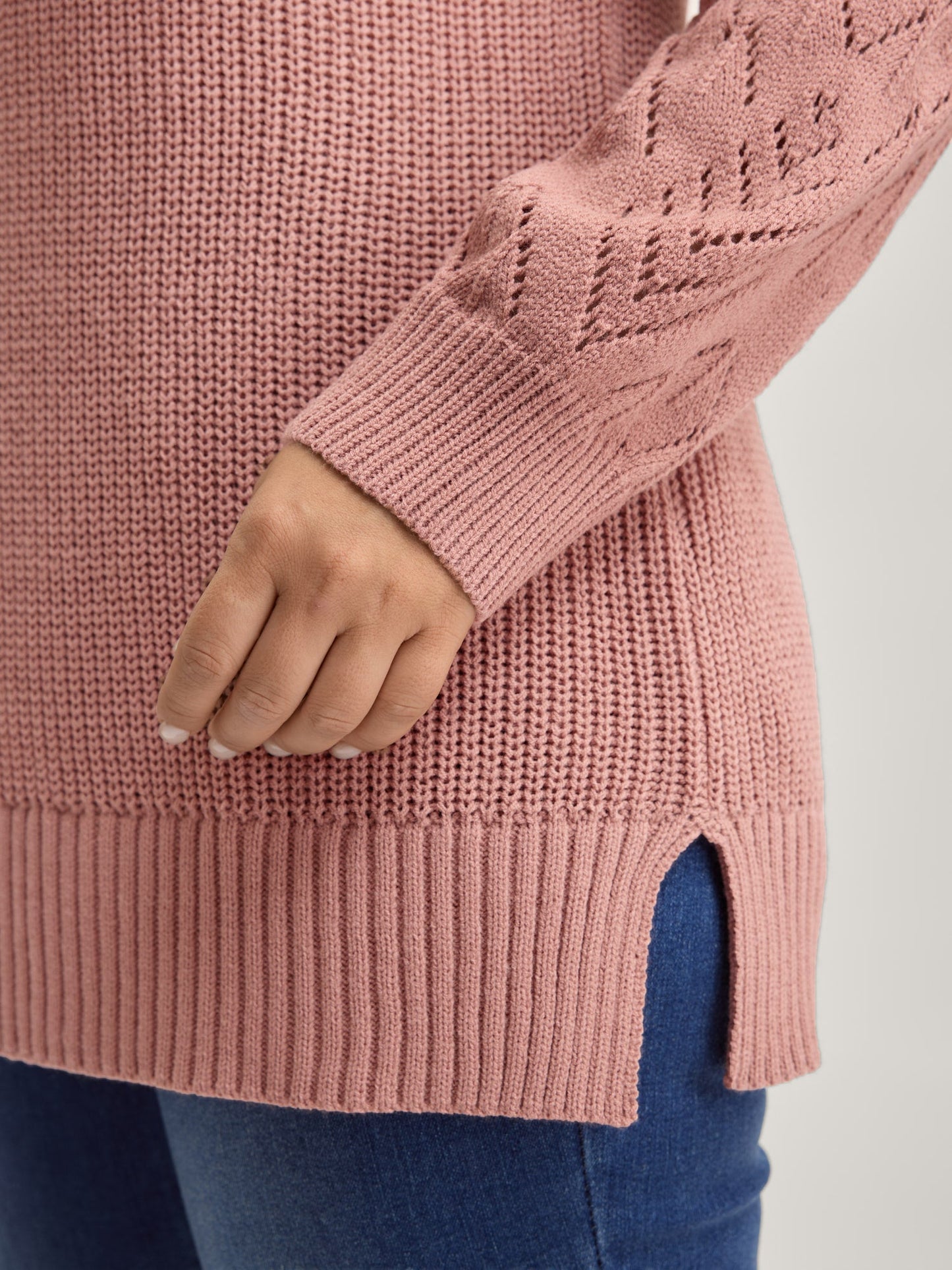 Tissue Textured Hooded Cut-Out Pullover