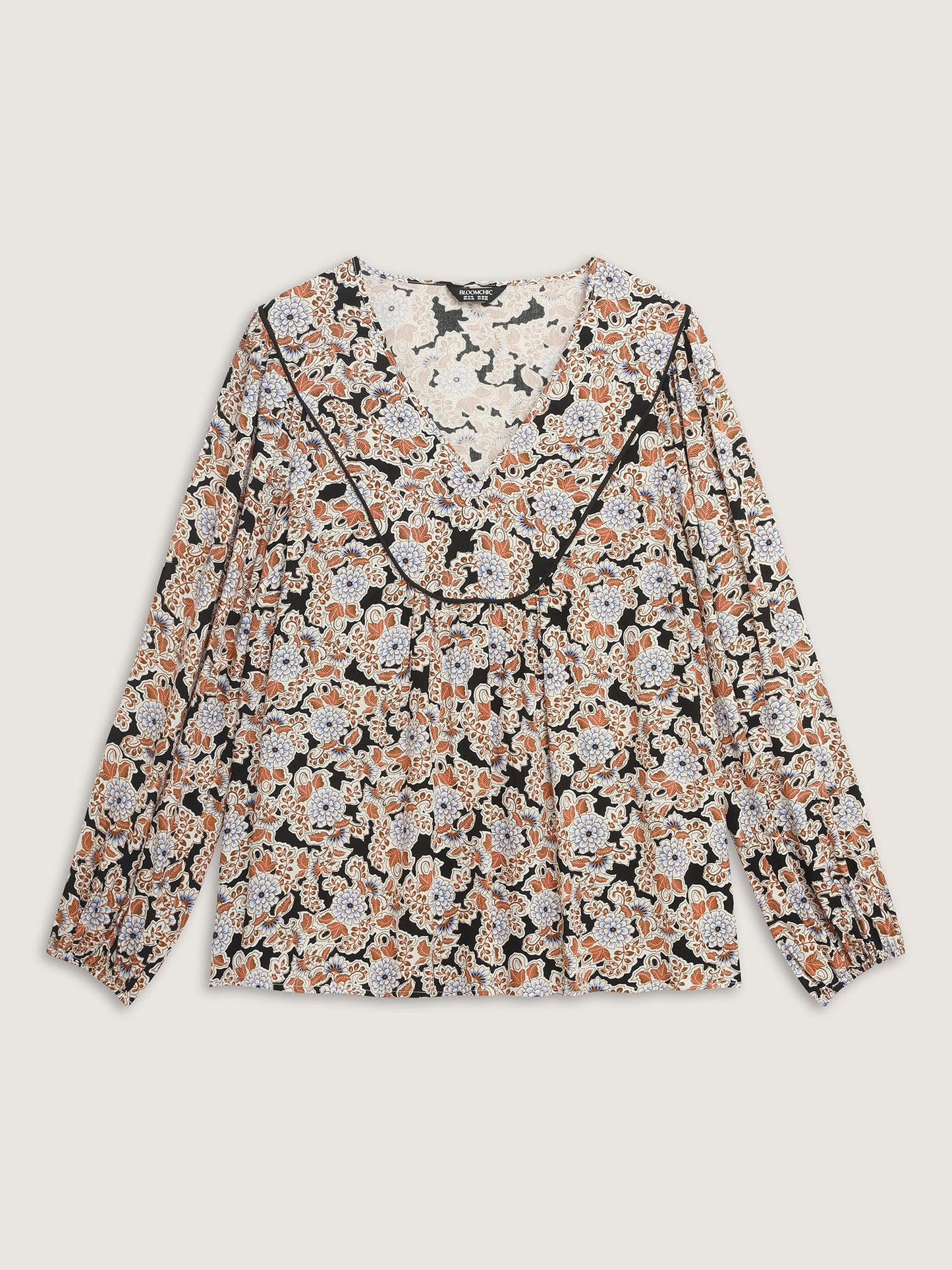 Floral Print Pleated Flowy Blouse
